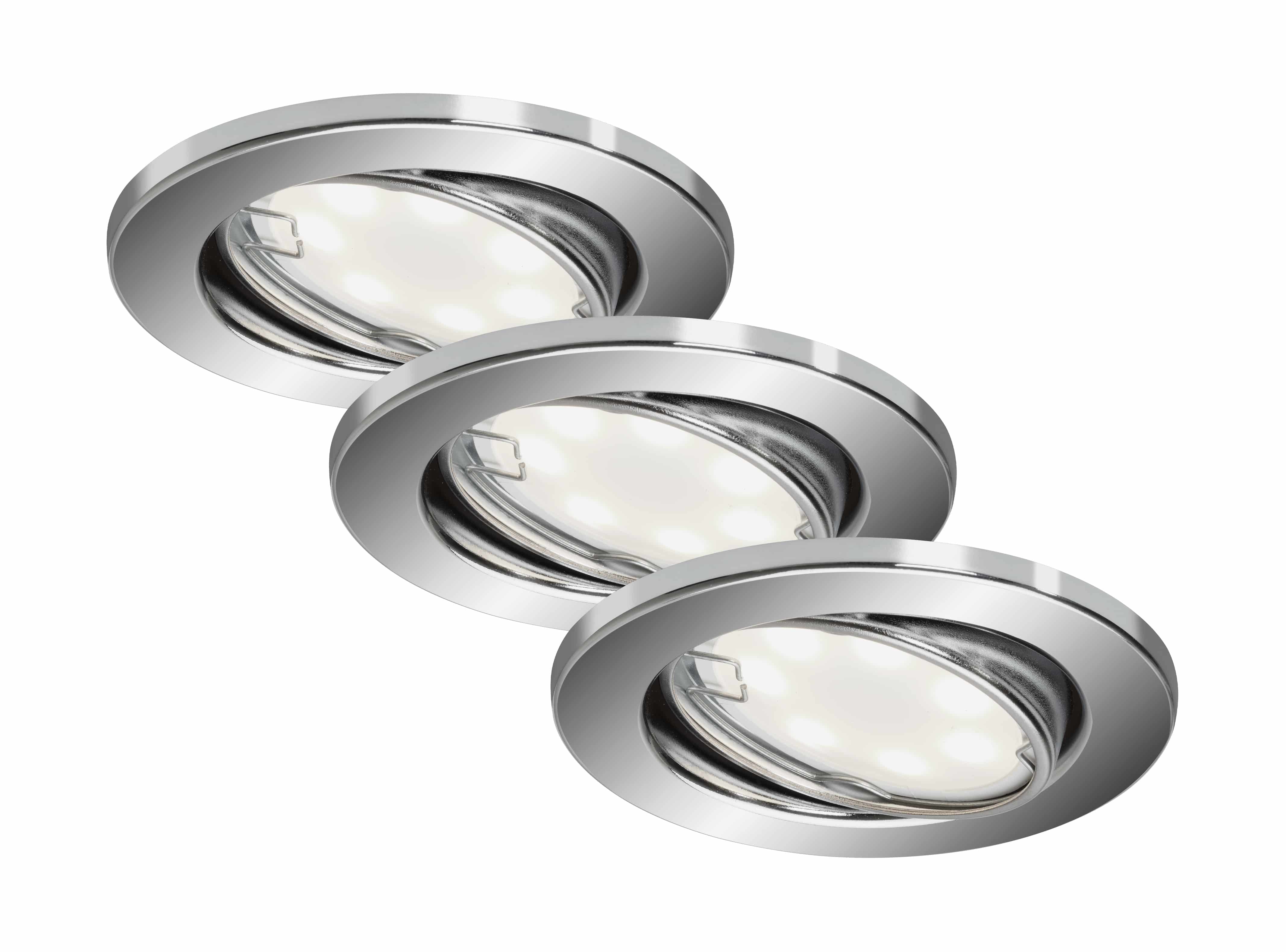 Spot LED Encastrable Chrome, 3x 3W GU10 Module Spot de plafond Blanc chaud  3000K Rond Plafonnier Encastré 320lm Equivalente de 35W Lampe, Dimmable,  120°d'éclairage 220V, Spots Encastrés LED 55mm : : Luminaires