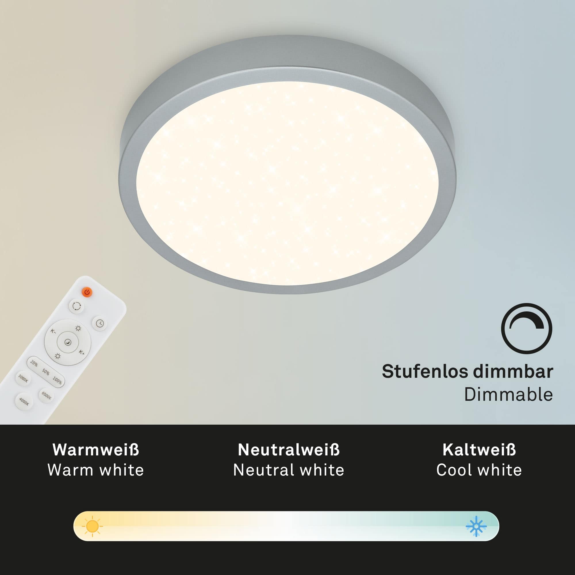 CCT LED Aufbauleuchte silberfarbig 1xLED Funktion