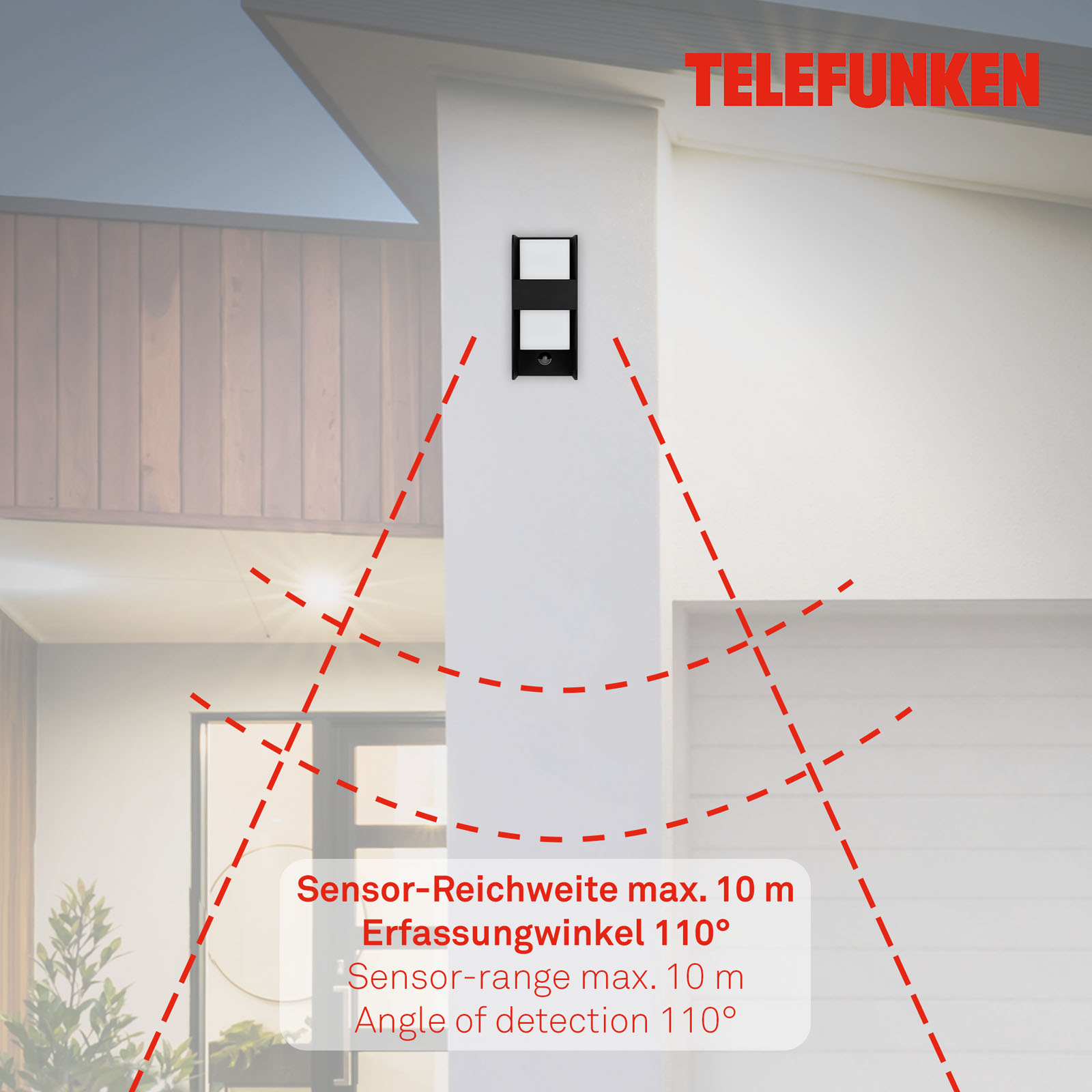 Außenleuchte Sensor Schwarz Reichweite