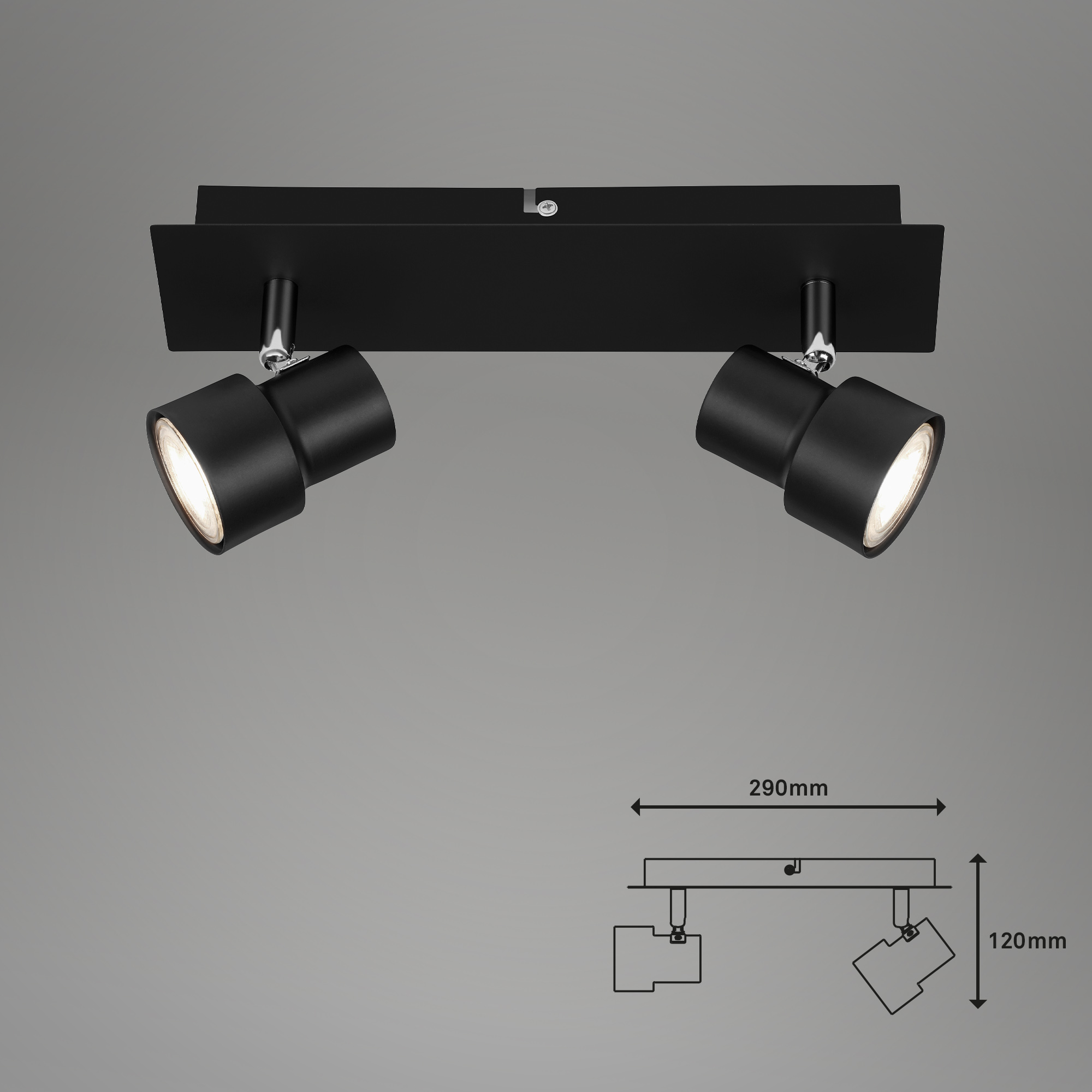 LED Deckenleuchte schwarz LED/GU10 Maßzeichnung