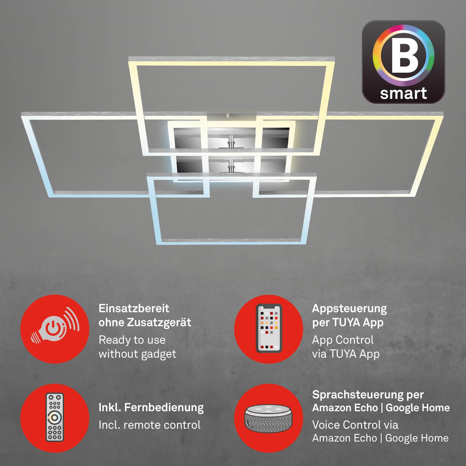 Bsmart WiFi + Bluetooth CCT LED Decken- und Wandleuchte mit mit tellicht Funktion