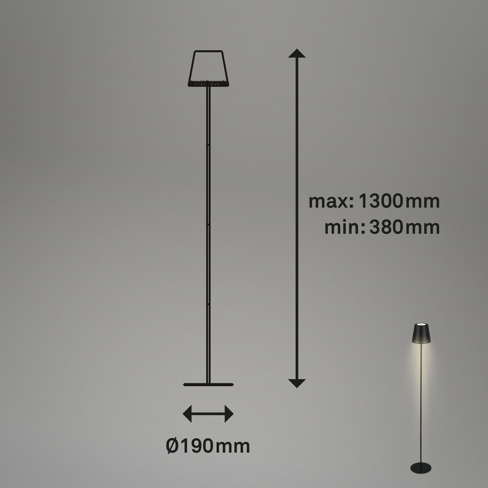 LED Stehleuchte schwarz Maße