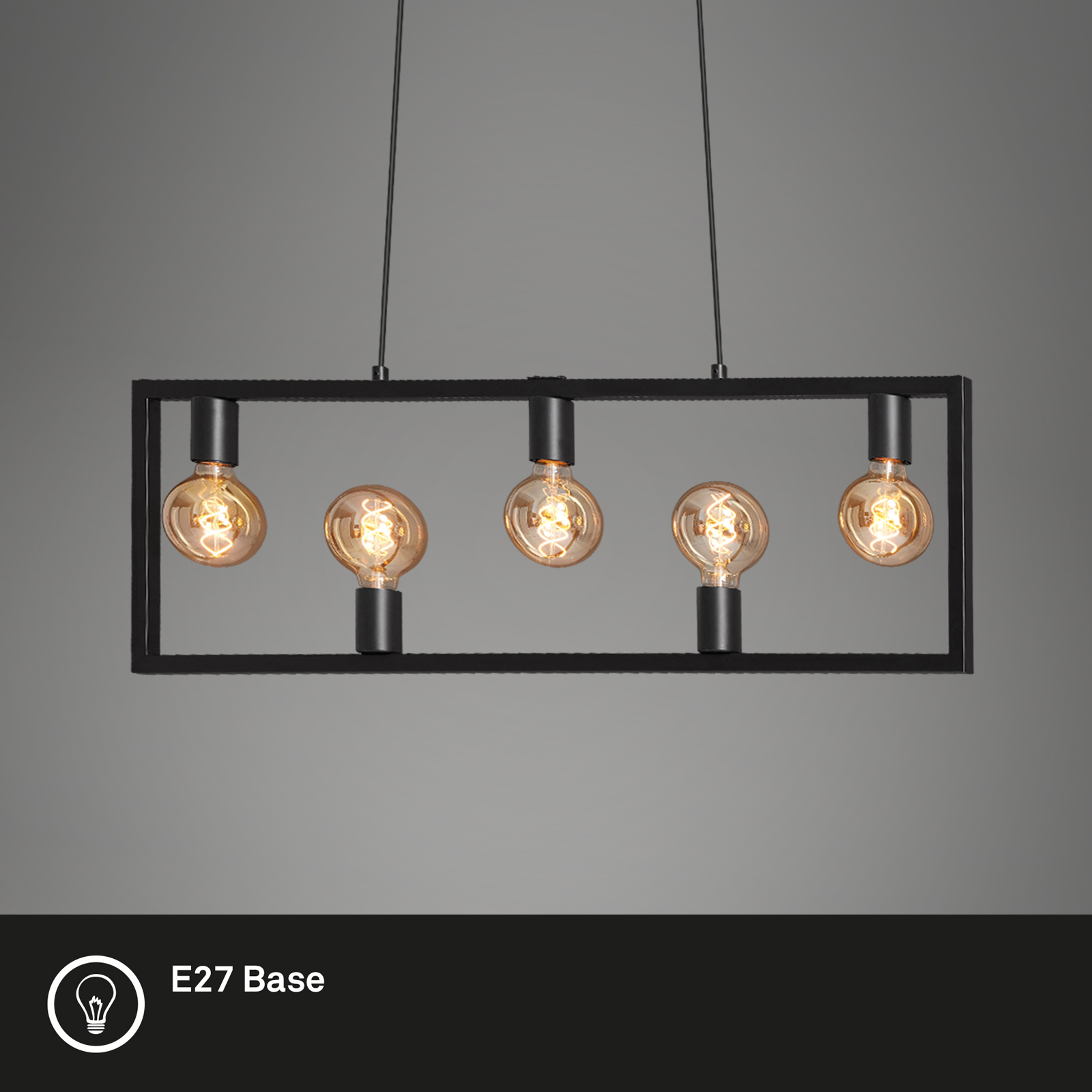 Pendant light 150 cm 5x exkl. E27 40W black