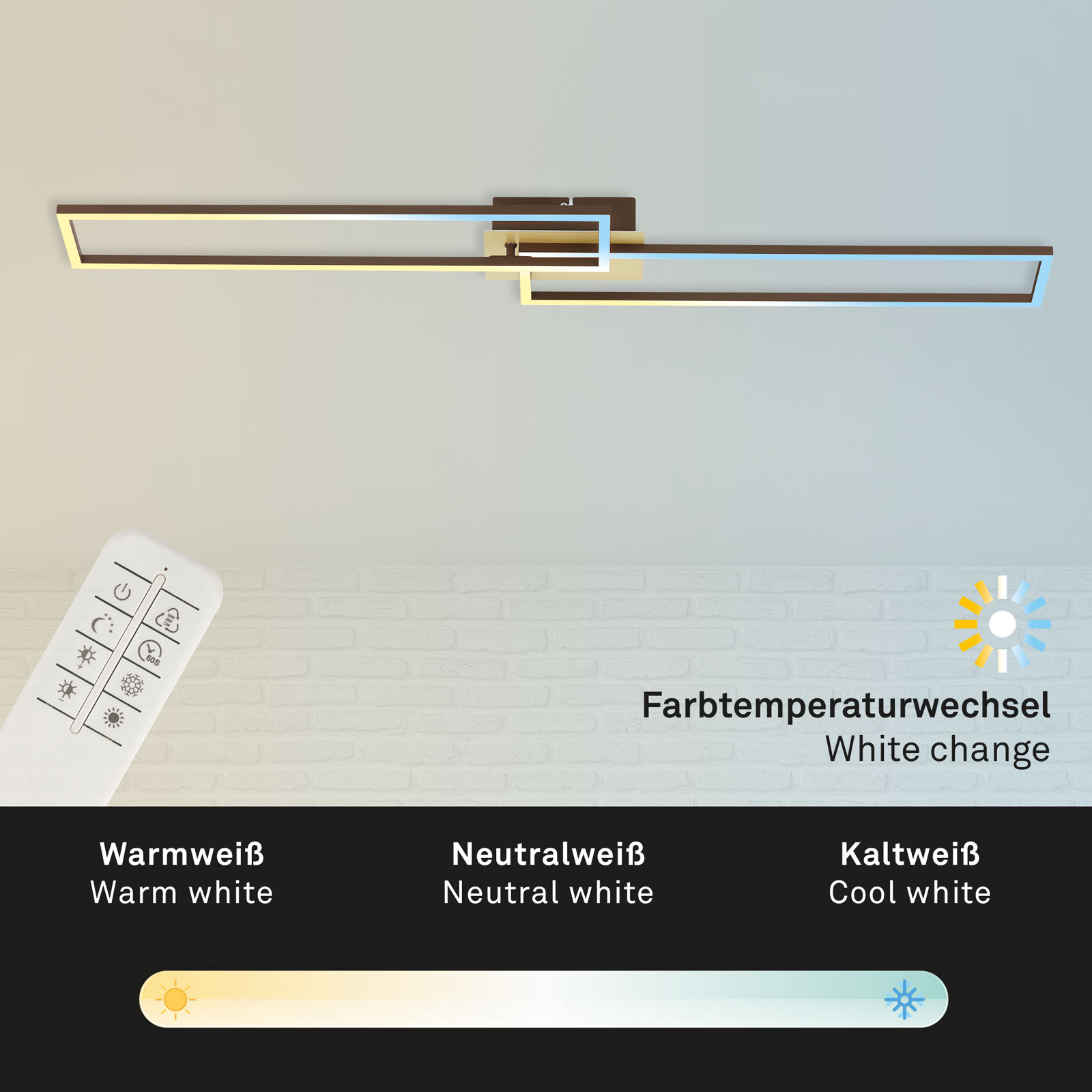 CCT LED Wand- und Deckenleuchte gold-braun