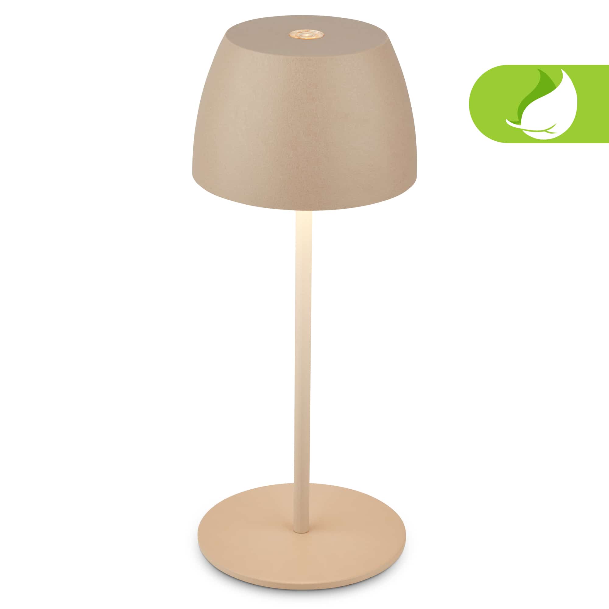 Briloner Serina Mini LED tafellamp snoerloos IP44, dimbaar, Touch, beige