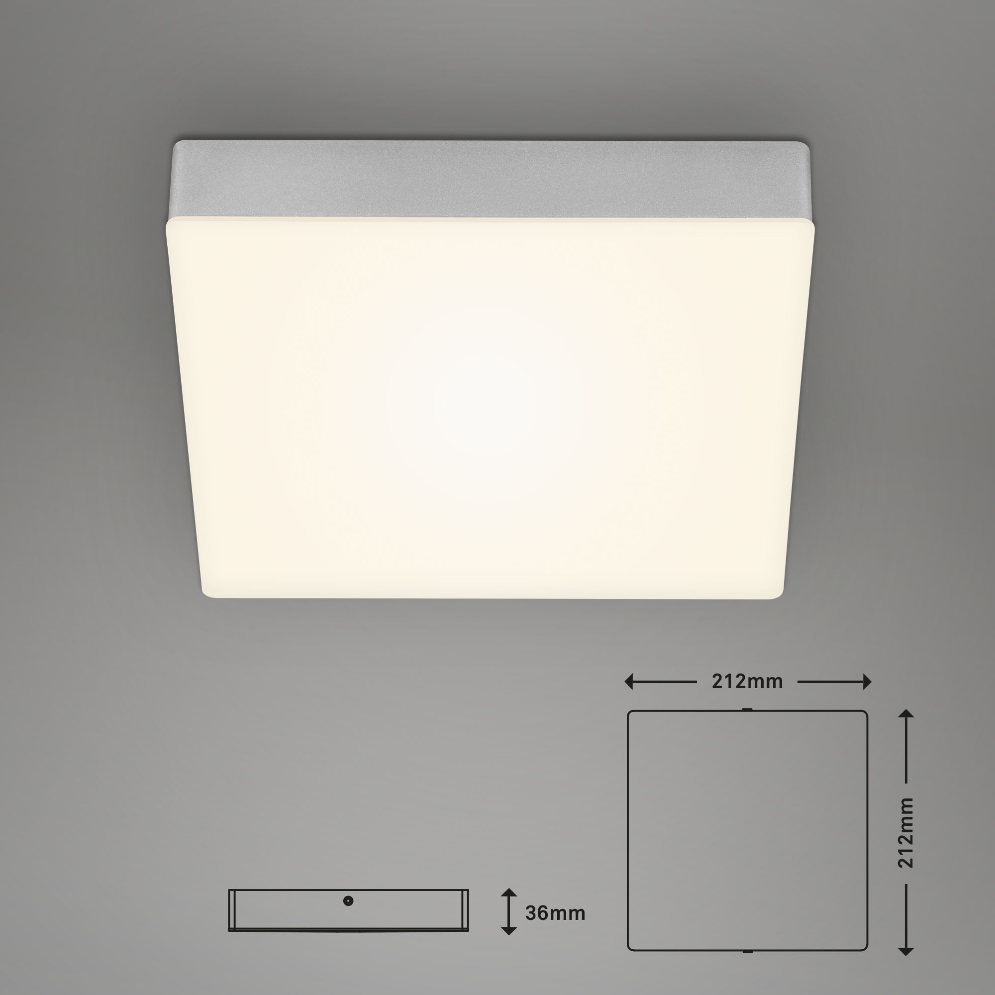 Rahmenlose LED Aufbauleuchte silberfarbig LED-Platine1 Maßzeichnung