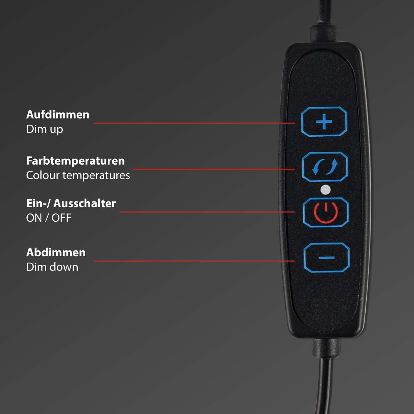 CCT Monitorleuchte Silber Fernbedienung