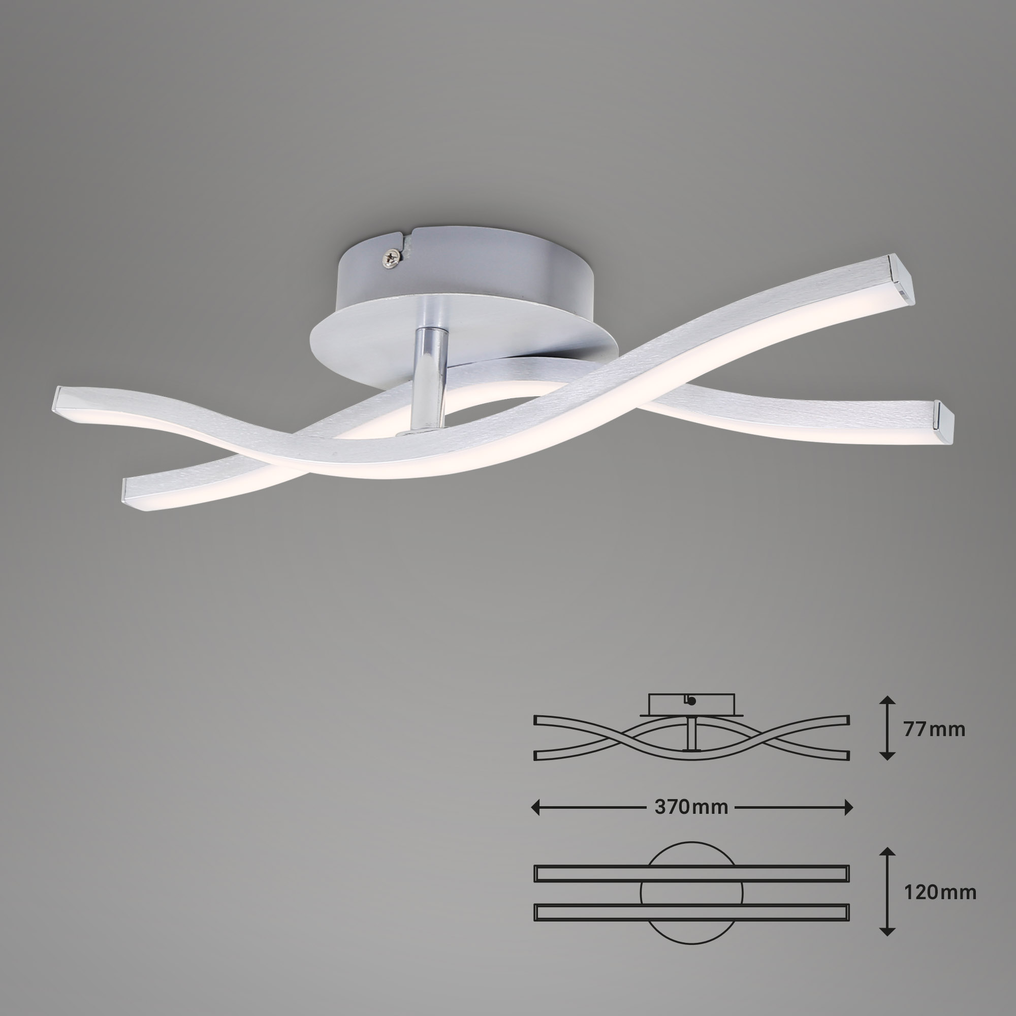 GO LED Deckenleuchte aluminiumfarbig LED Maßzeichnung