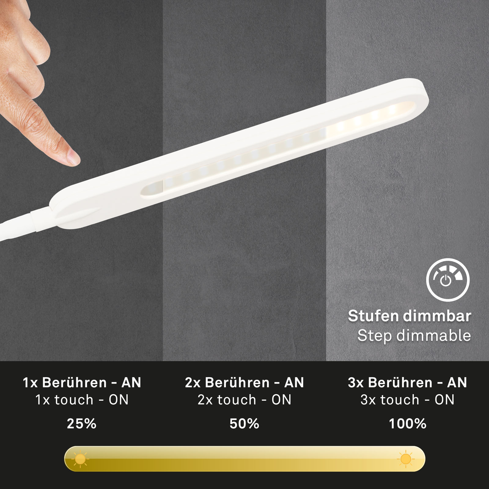 Homeoffice CCT LED Stehleuchte Touch weiß Dimmbarkeit