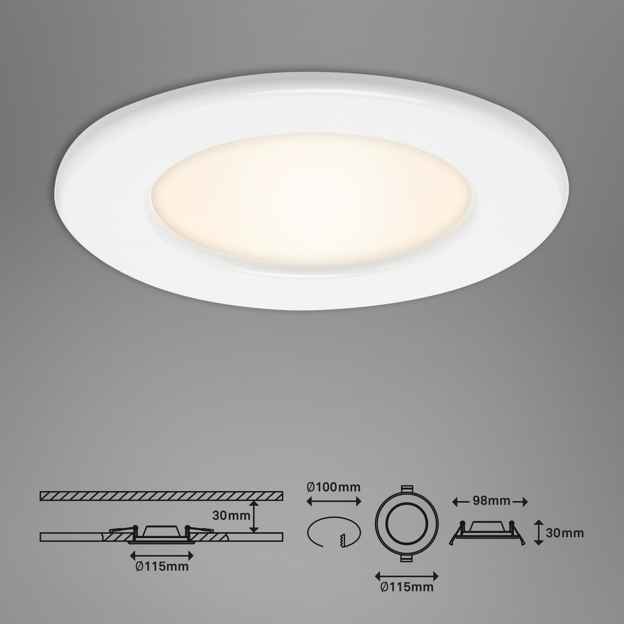 LED Einbauleuchte weiß LED-Modul Maßzeichnung