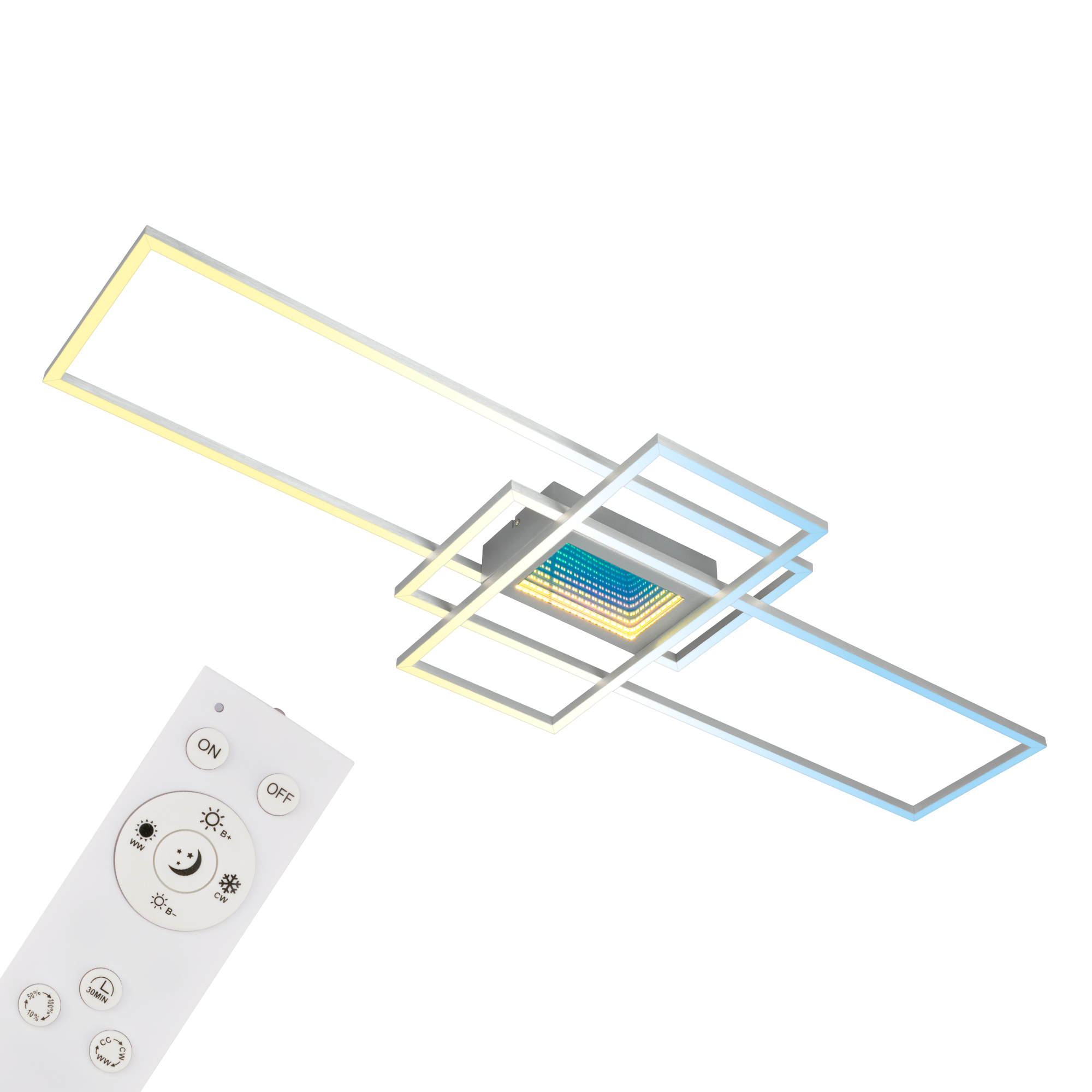 Briloner Misy LED Plafonnier, Variable, miroir Infinity, couleur aluminium