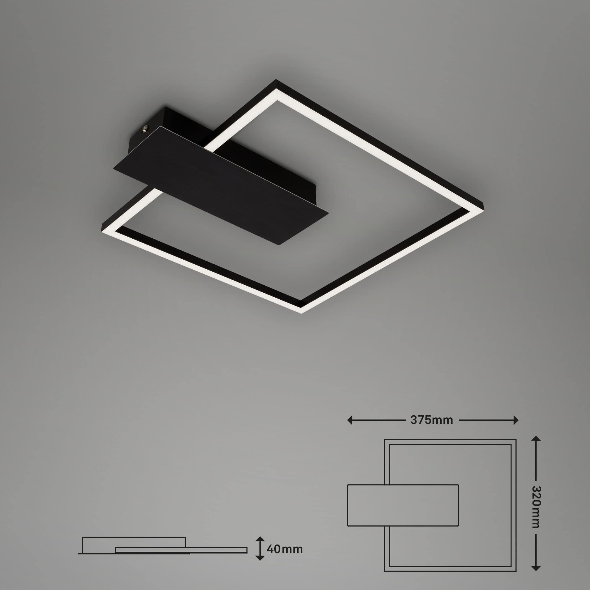 LED Wand- und Deckenleuchte schwarz LED Maßzeichnung