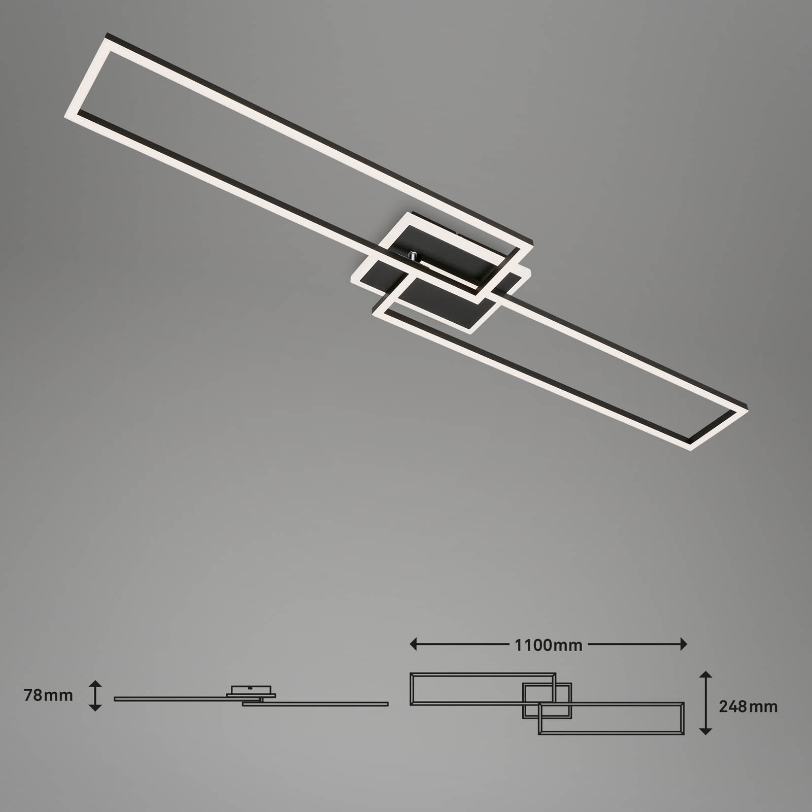 CCT LED Deckenleuchte Schwarz Bemaßung