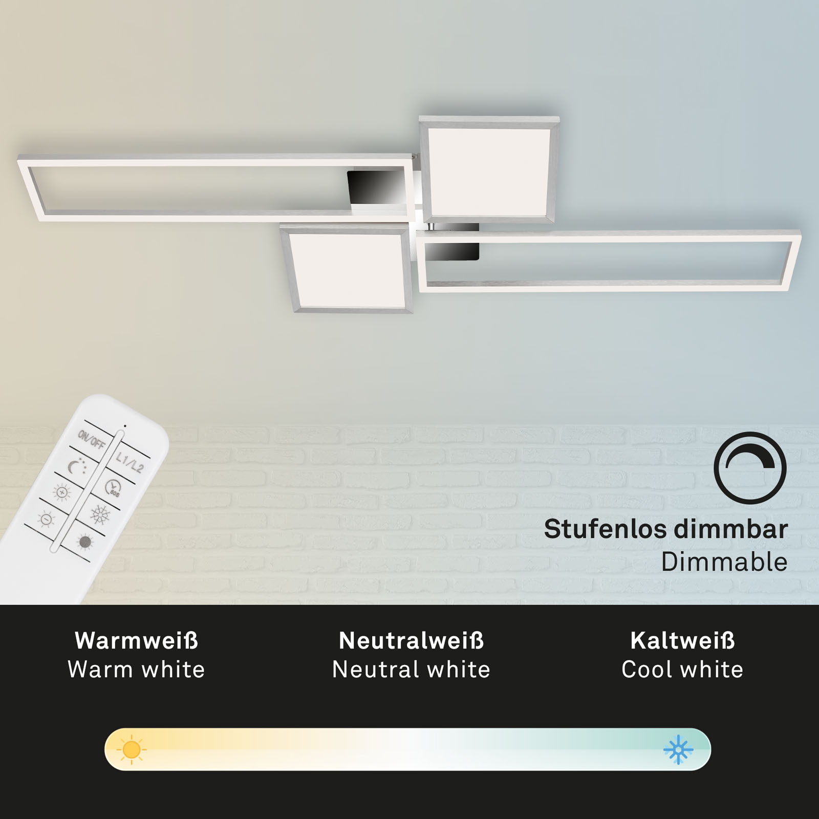 CCT LED Deckenleuchte alufarbig-chrom LED Funktion