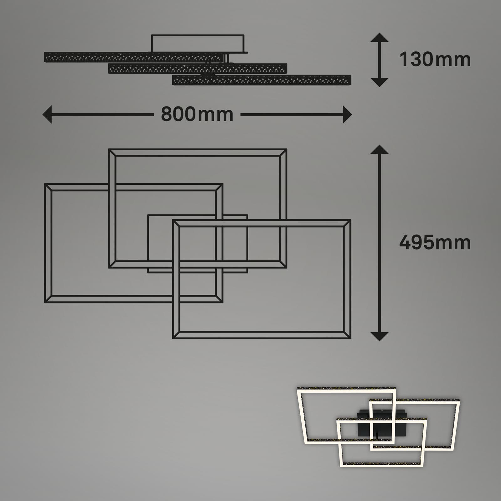 LED Deckenleuchte Schwarz Maßzeichnung