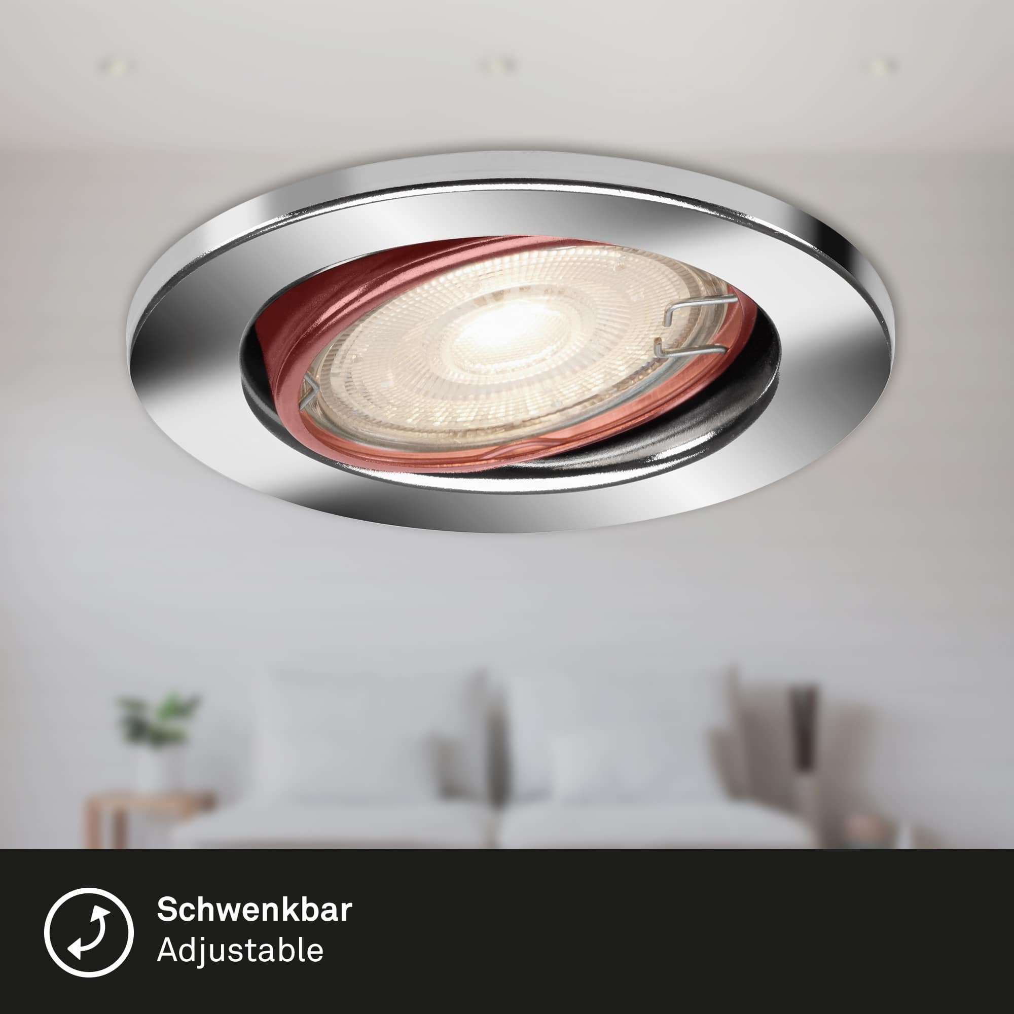 LED Einbauleuchten chrom 3er-Set 3xGU10 Funktion