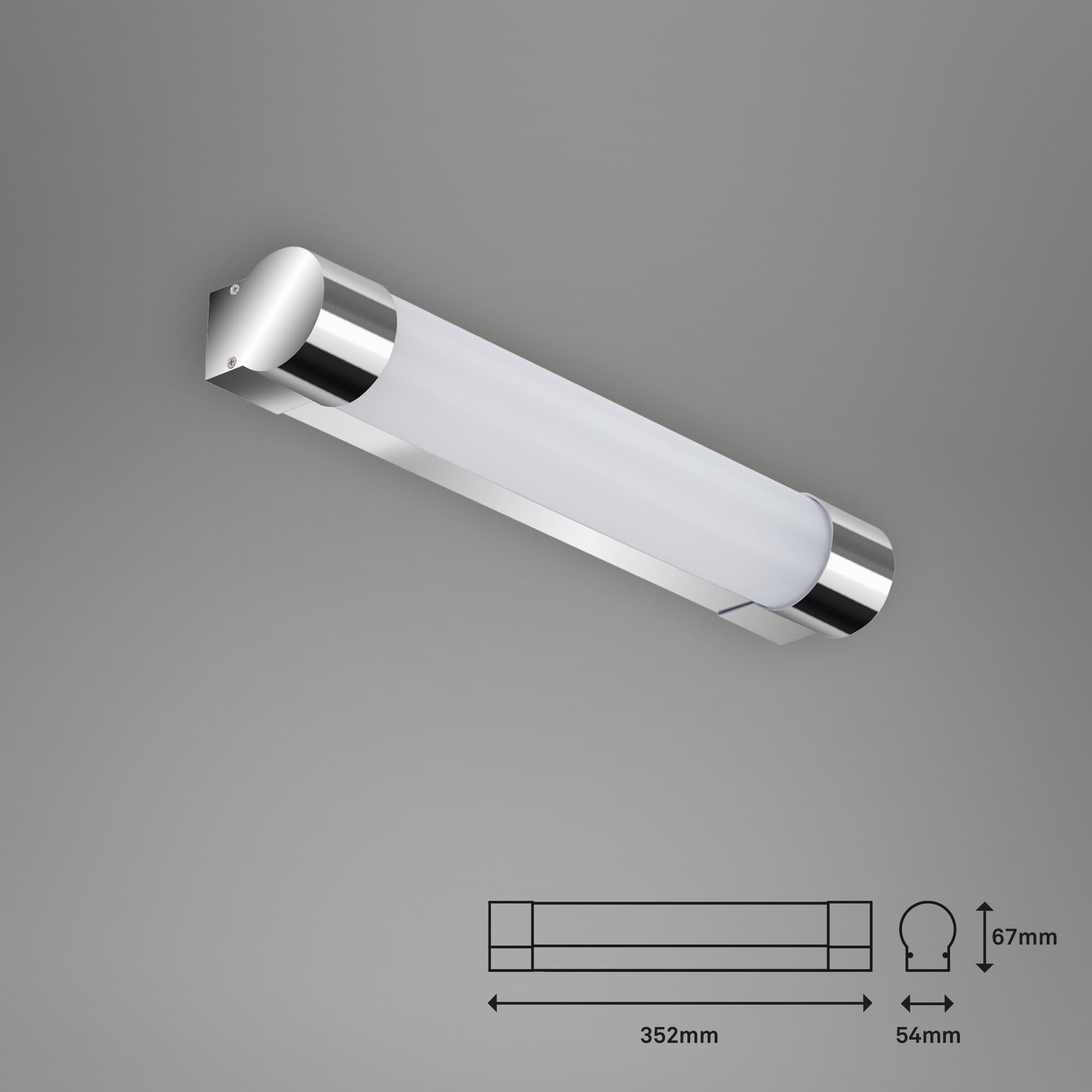 LED Bad-Wandleuchte chrom LED-Modul Maßzeichnung