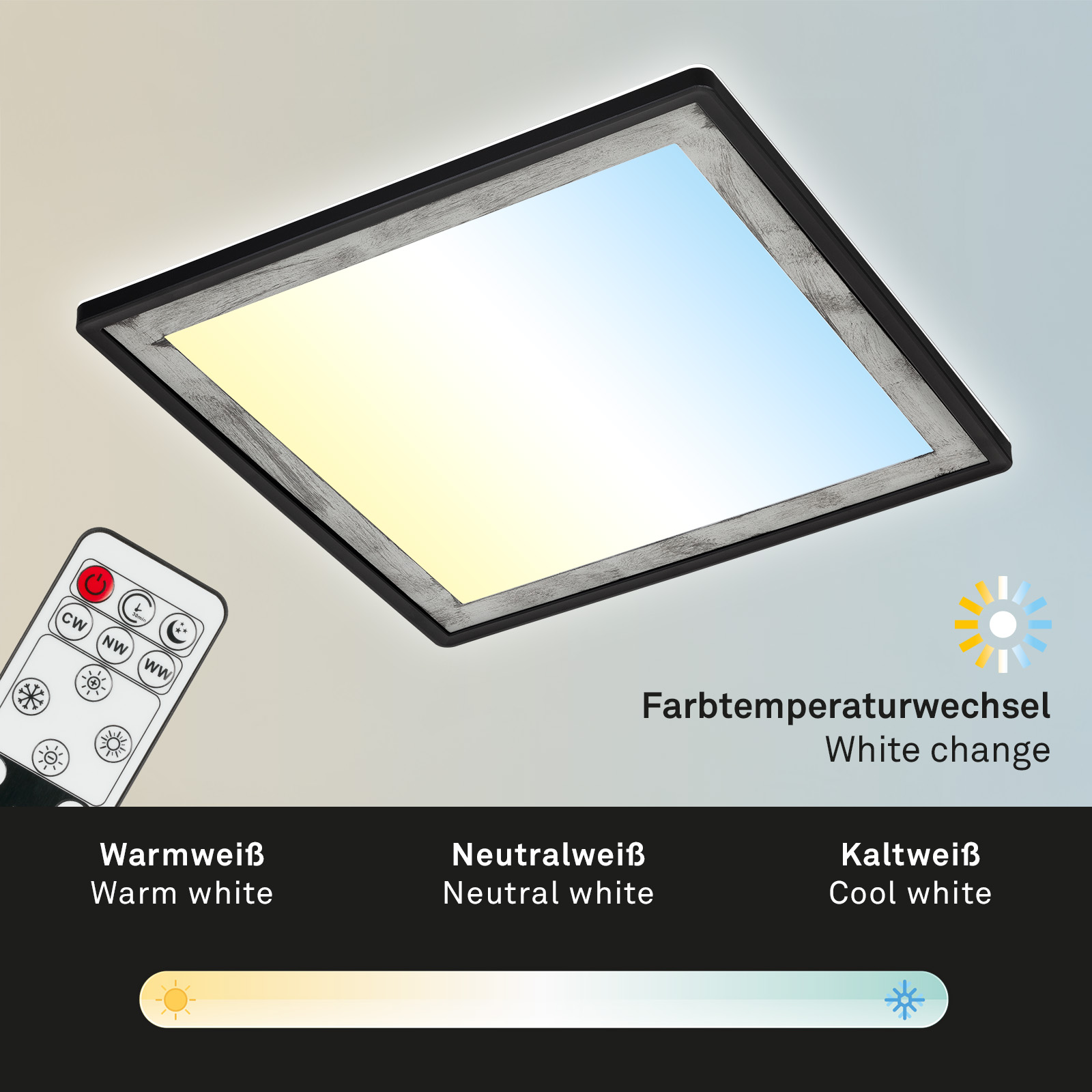 Ultraflaches CCT-LED Panel Schwarz Silber CCT Funktion