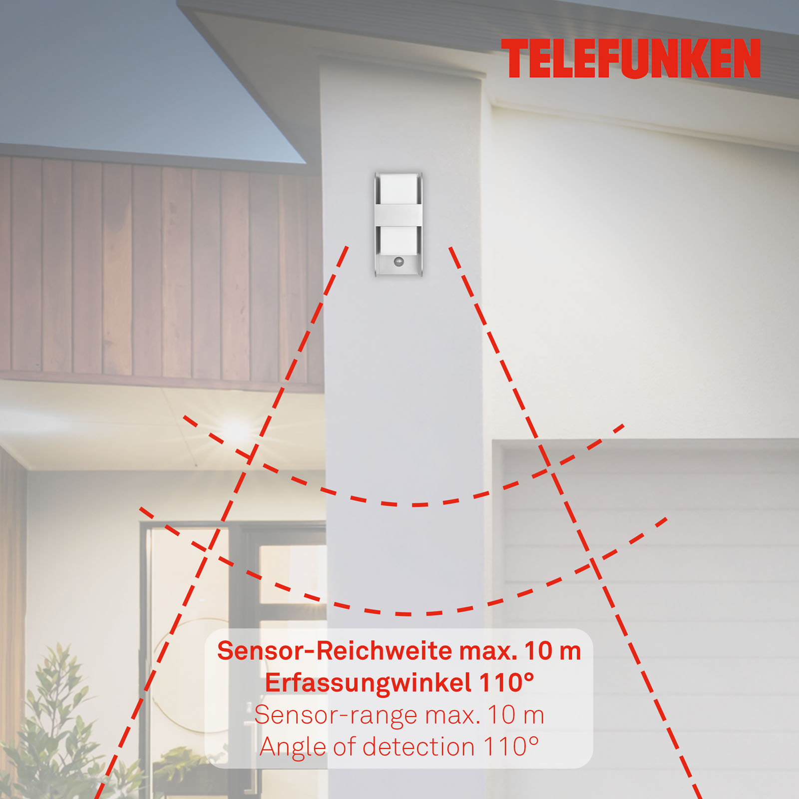 Außenleuchte Sensor silber 1xE27 Funktion