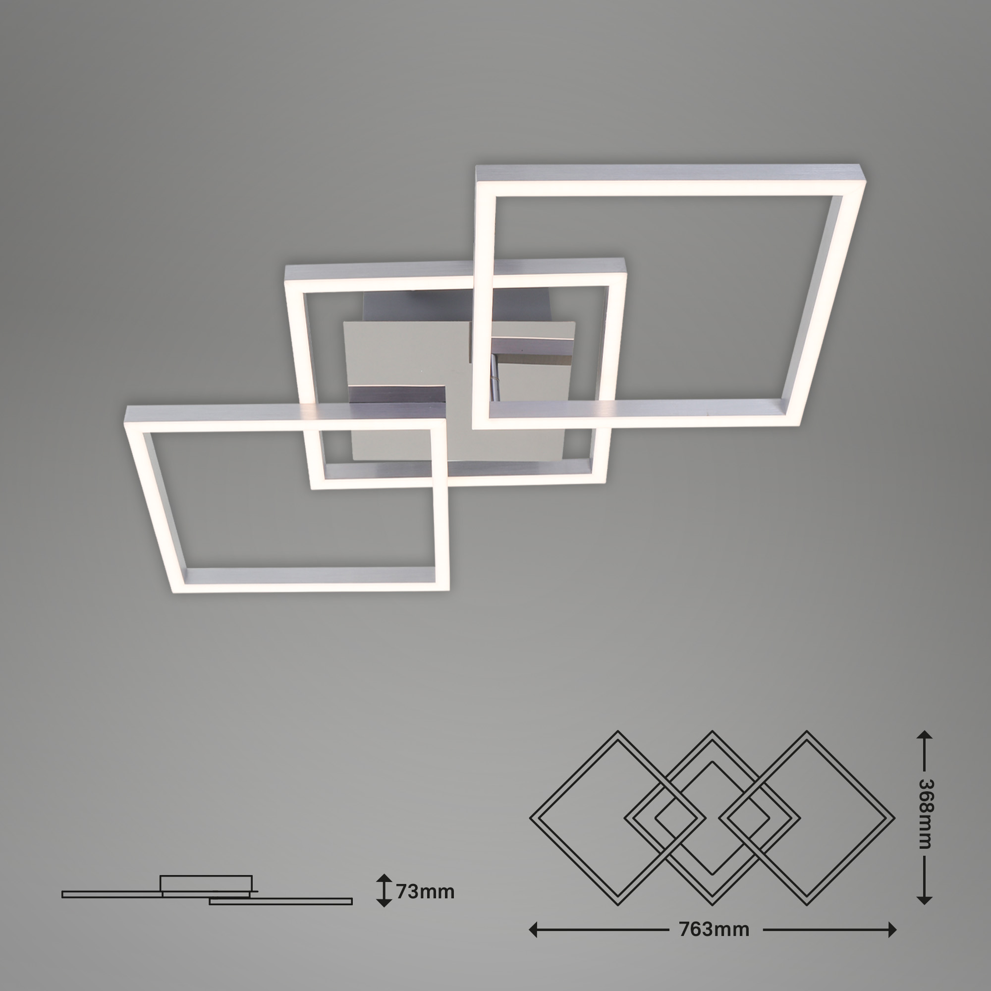 LED Deckenleuchte chrom-alufarbig LED/1 Maßzeichnung