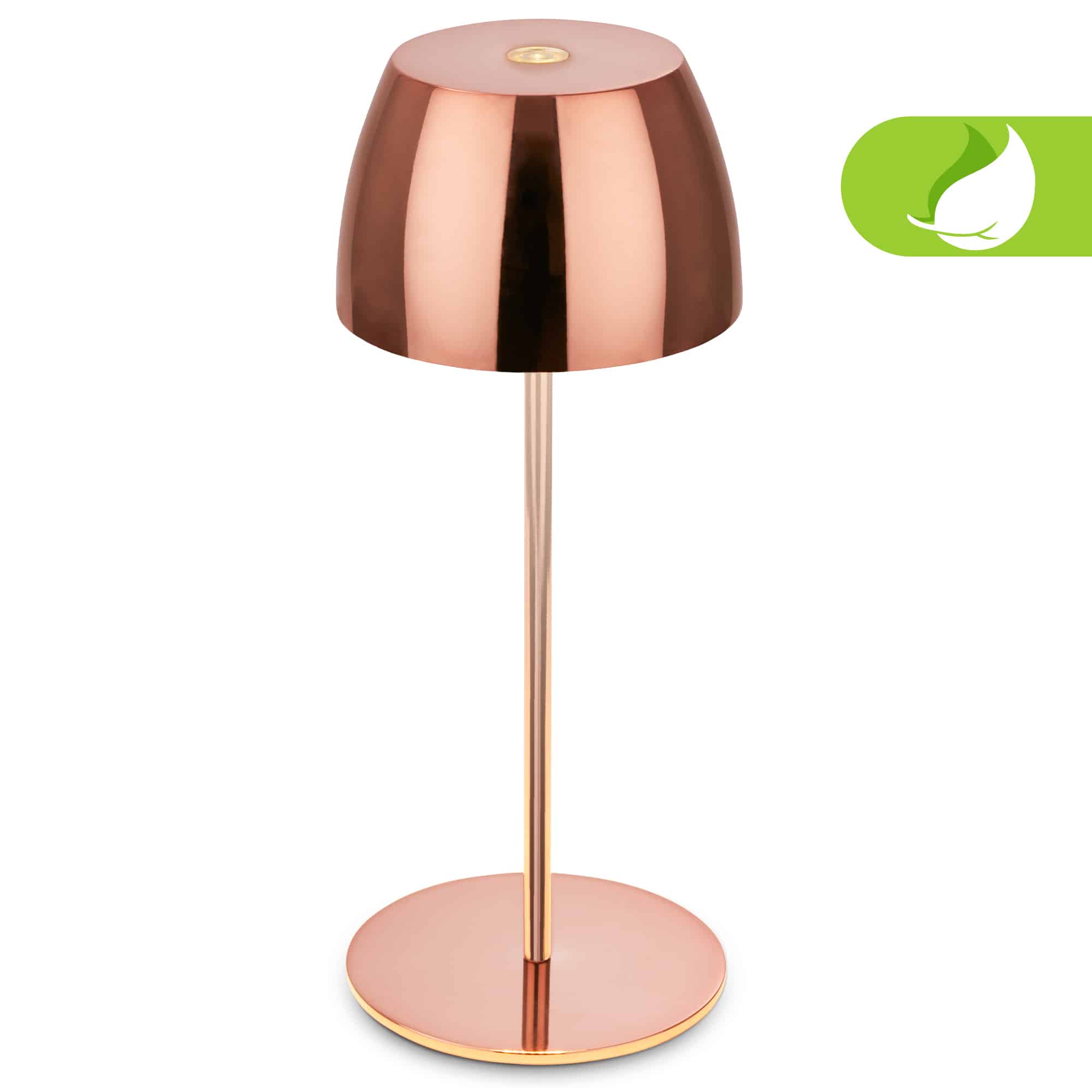 Briloner Serina Mini LED table lamp cordless IP44, dimmable, touch, copper