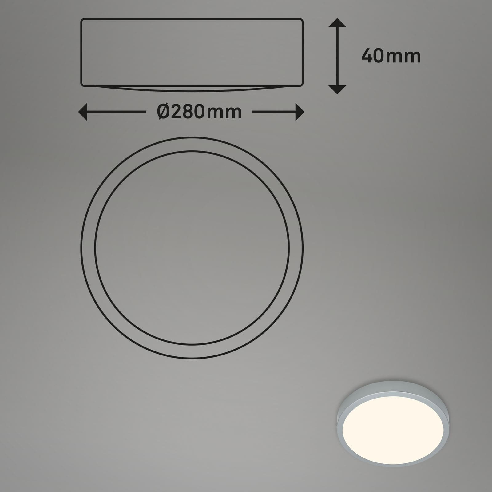 LED Aufbauleuchte silberfarbig LED1 Maßzeichnung