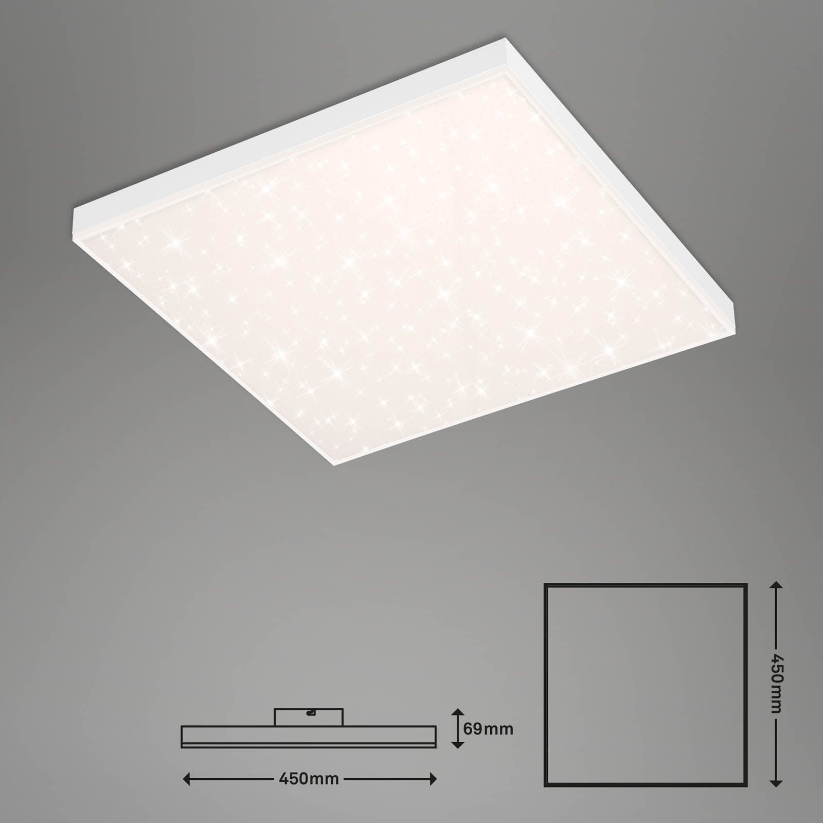 Bsmart WiFi + BluetoothFramelessRahmenloses CCT LED Panel mit Sternenhimmeleffekt Maßzeichnung