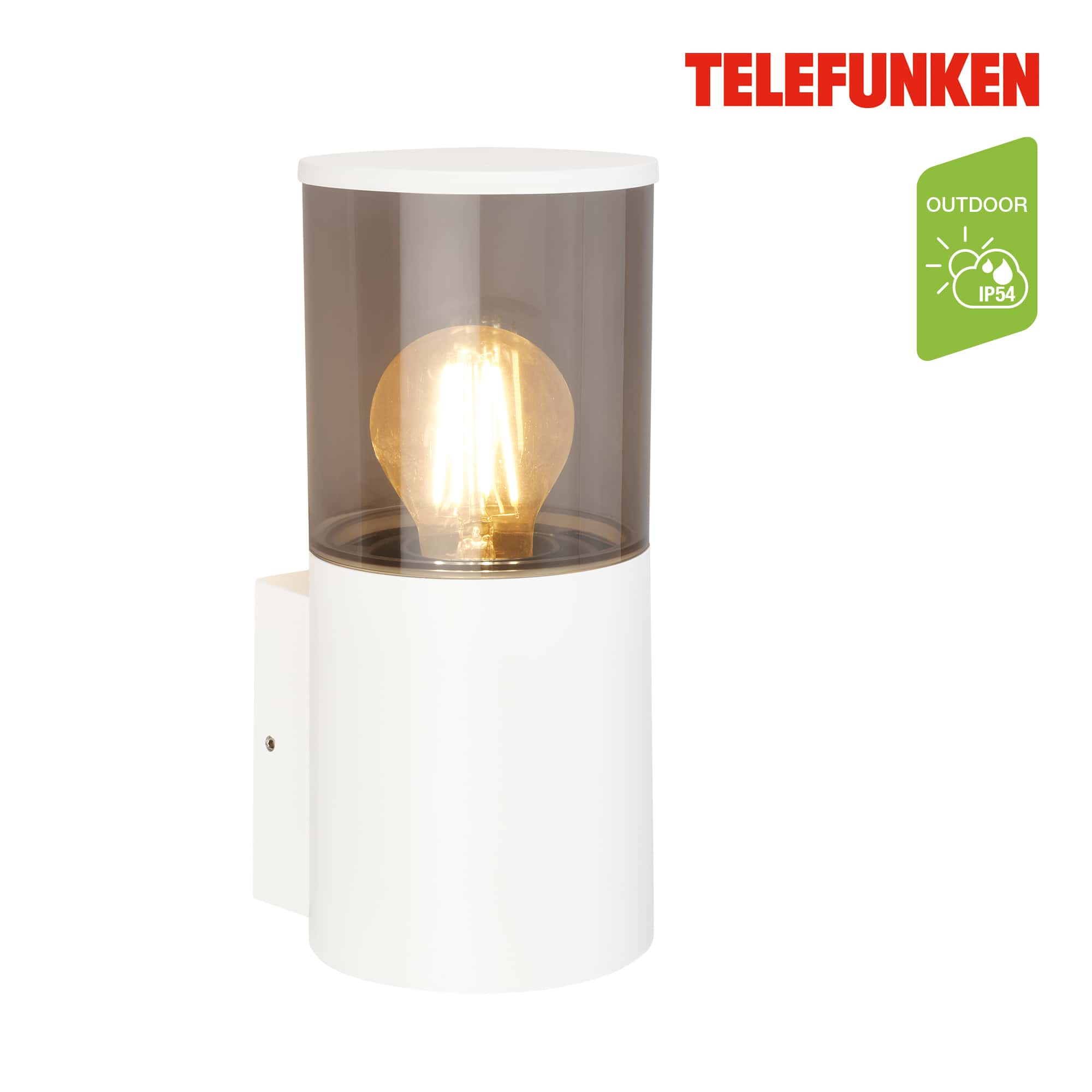 Lampada da parete Telefunken LED, protezione dagli spruzzi d'acqua e dalla polvere, On/Off