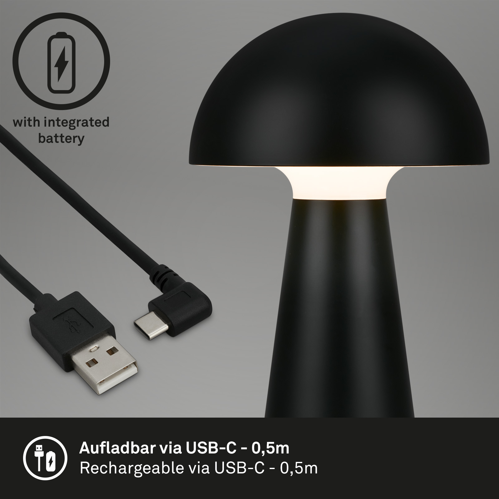 LED Akku-Tischleuchte schwarz Funktion2