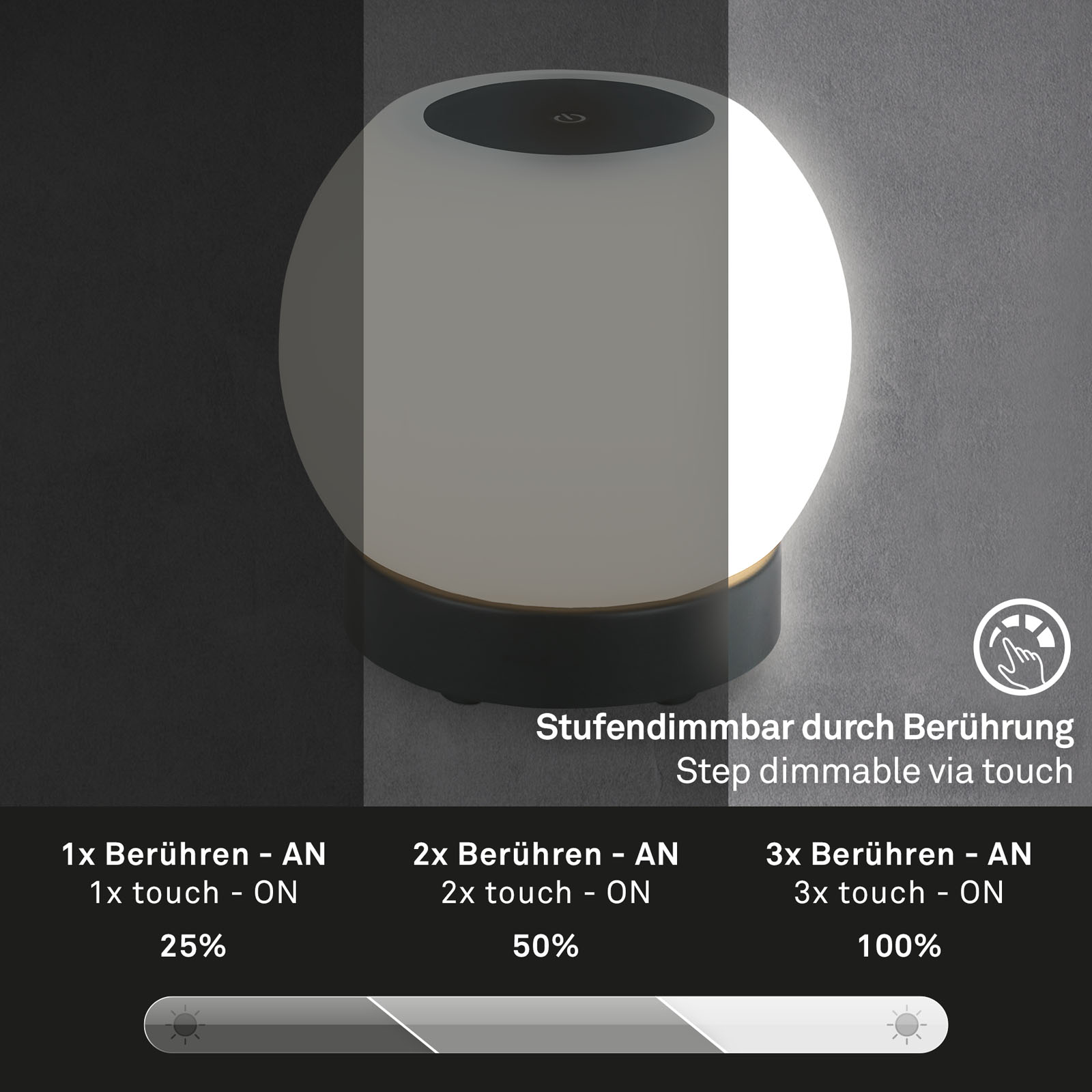 LED Akku Tischleuchte schwarz