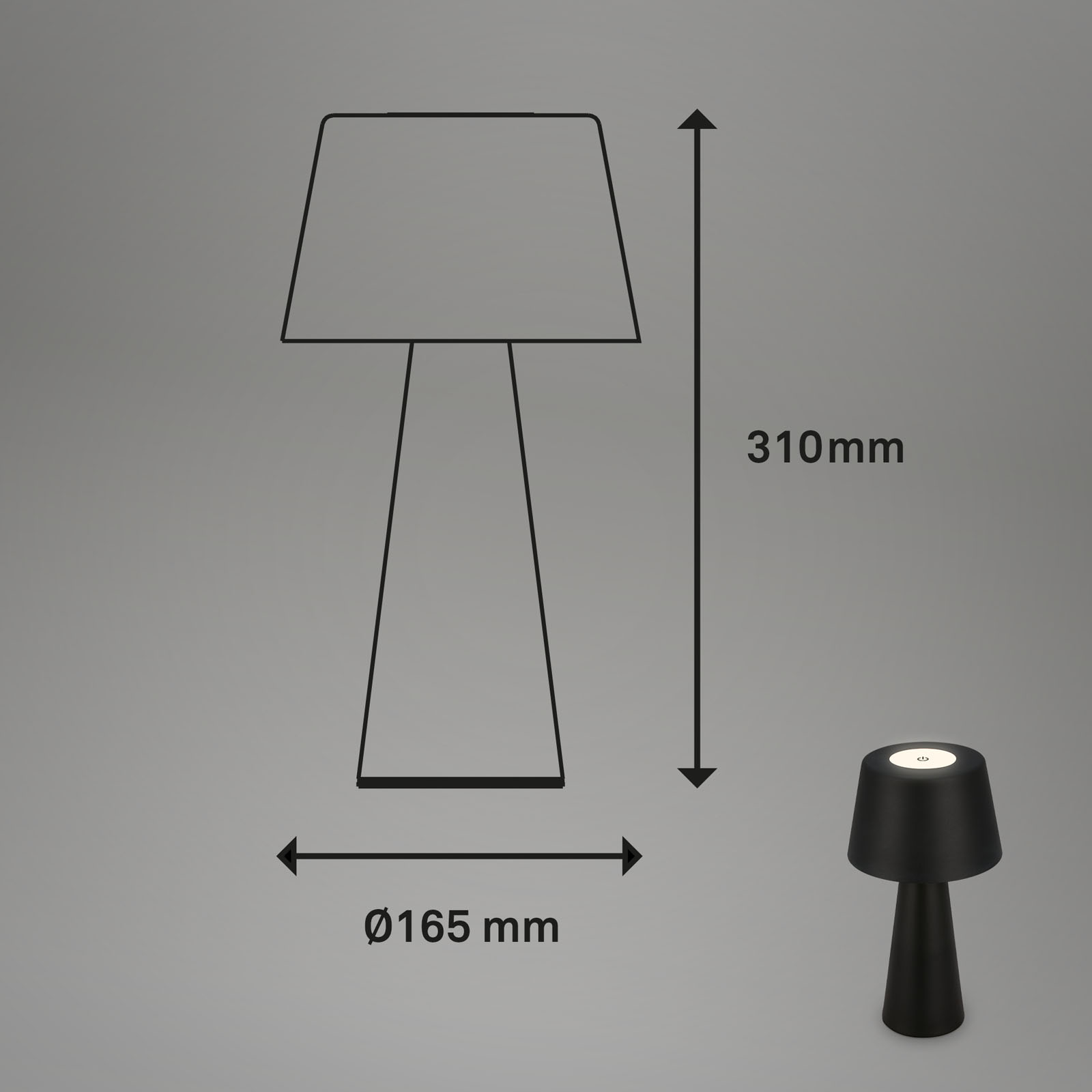 LED Akku-Tischleuchte schwarz Maße