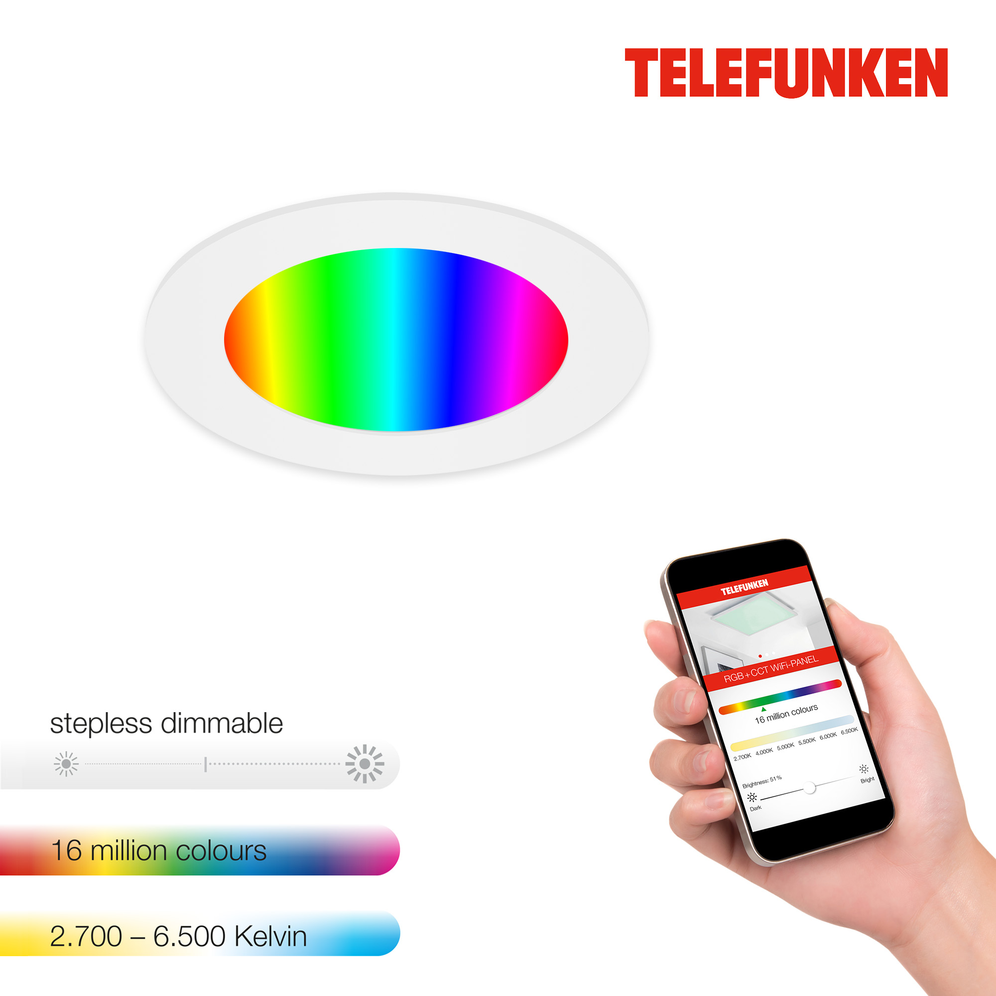 TELEFUNKEN Smart LED Einbauleuchte Weiß