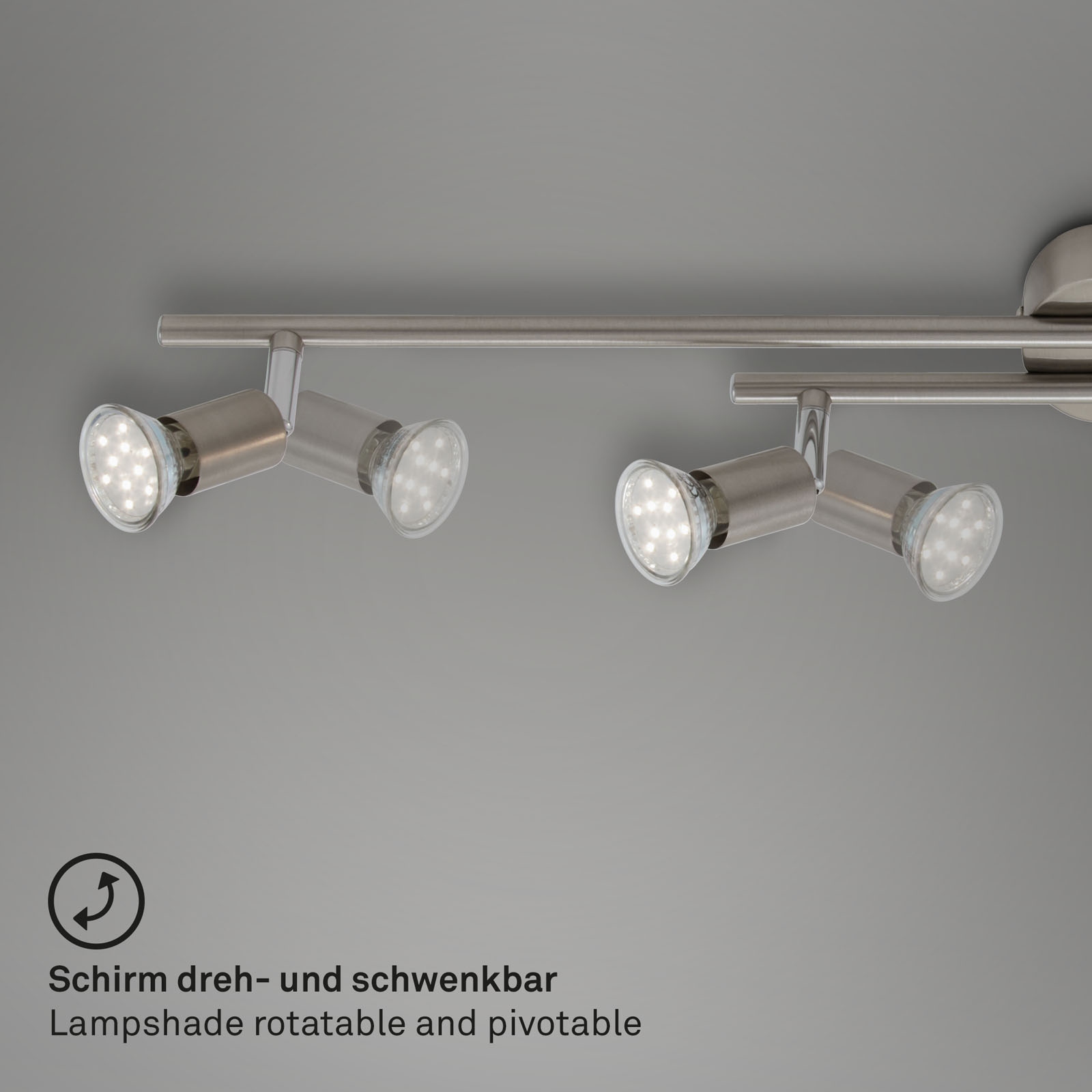 LED Deckenleuchte matt-nickel 4xLED/ GU10 Freisteller2