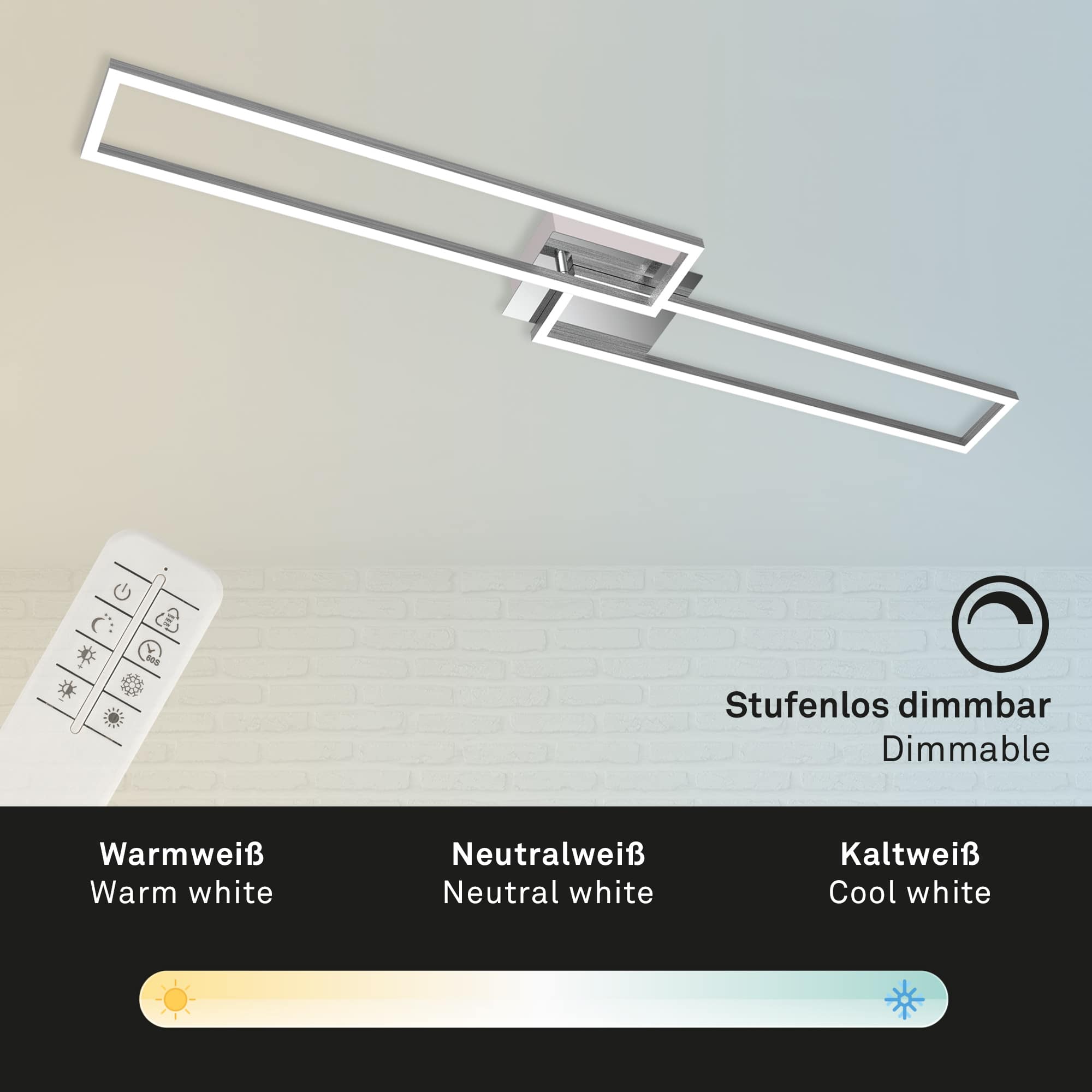 CCT LED Wand- und Deckenleuchte chrom-alu LED Funktion2