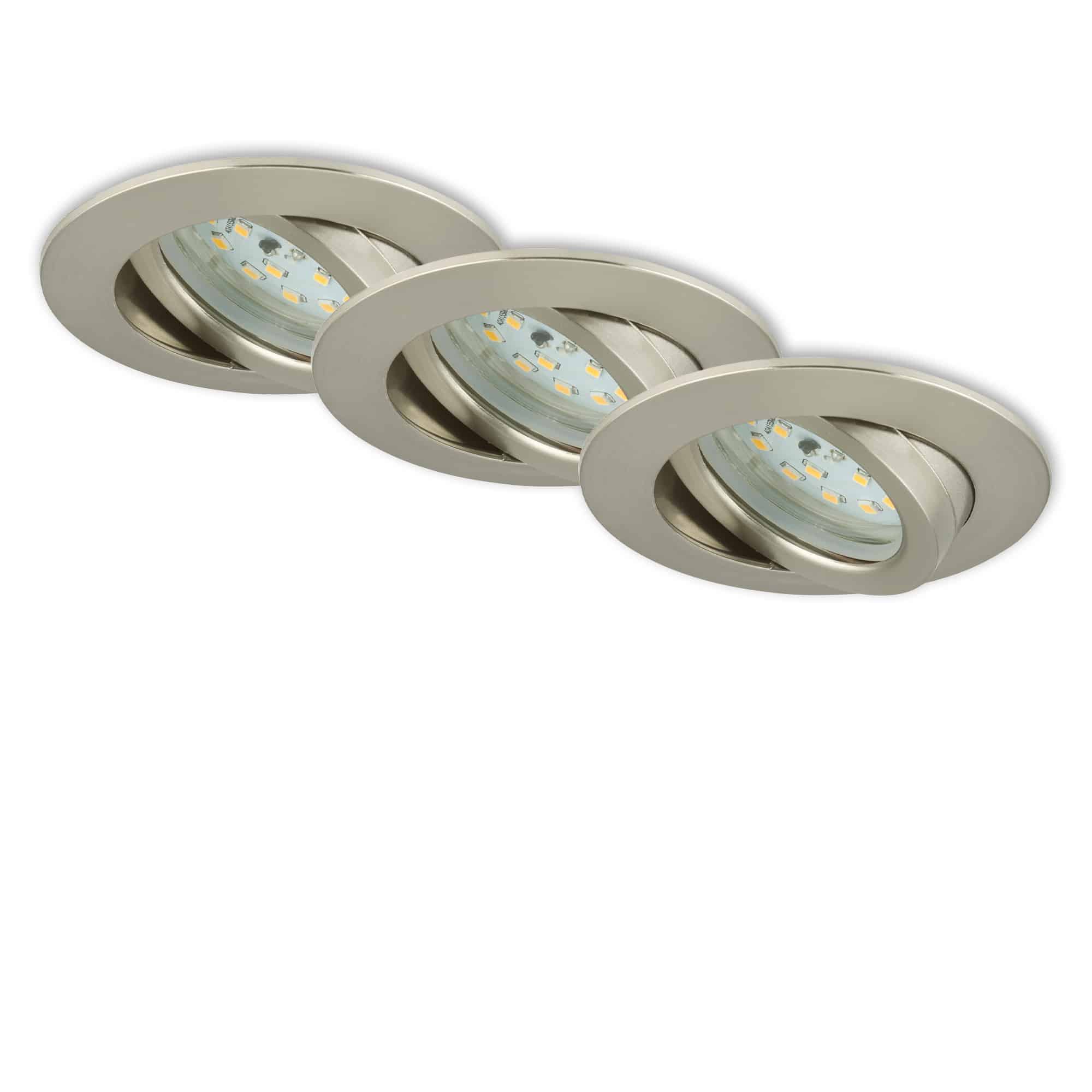 Spots LED encastrables orientables 5W ultra-plats nickel mat Set de 12
