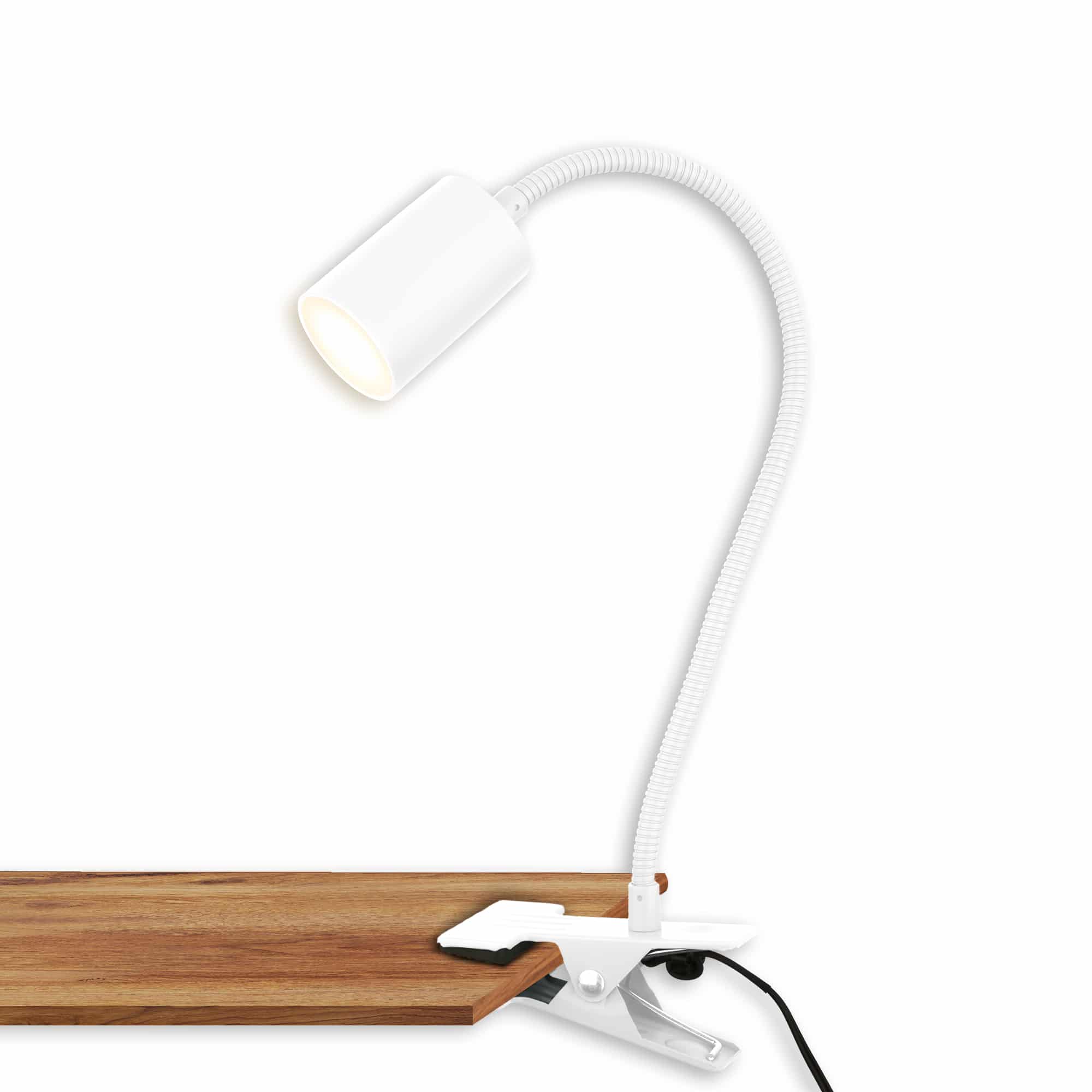 Briloner Fleks desk lamp, swivelling, clampable, white