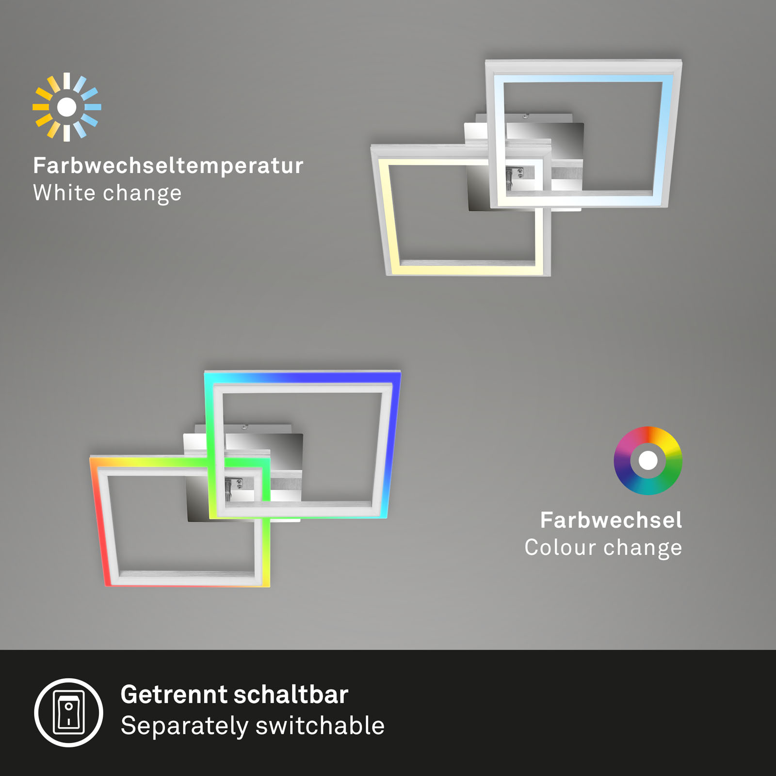 RGB CCT LED Deckenleuchte alu-chrom