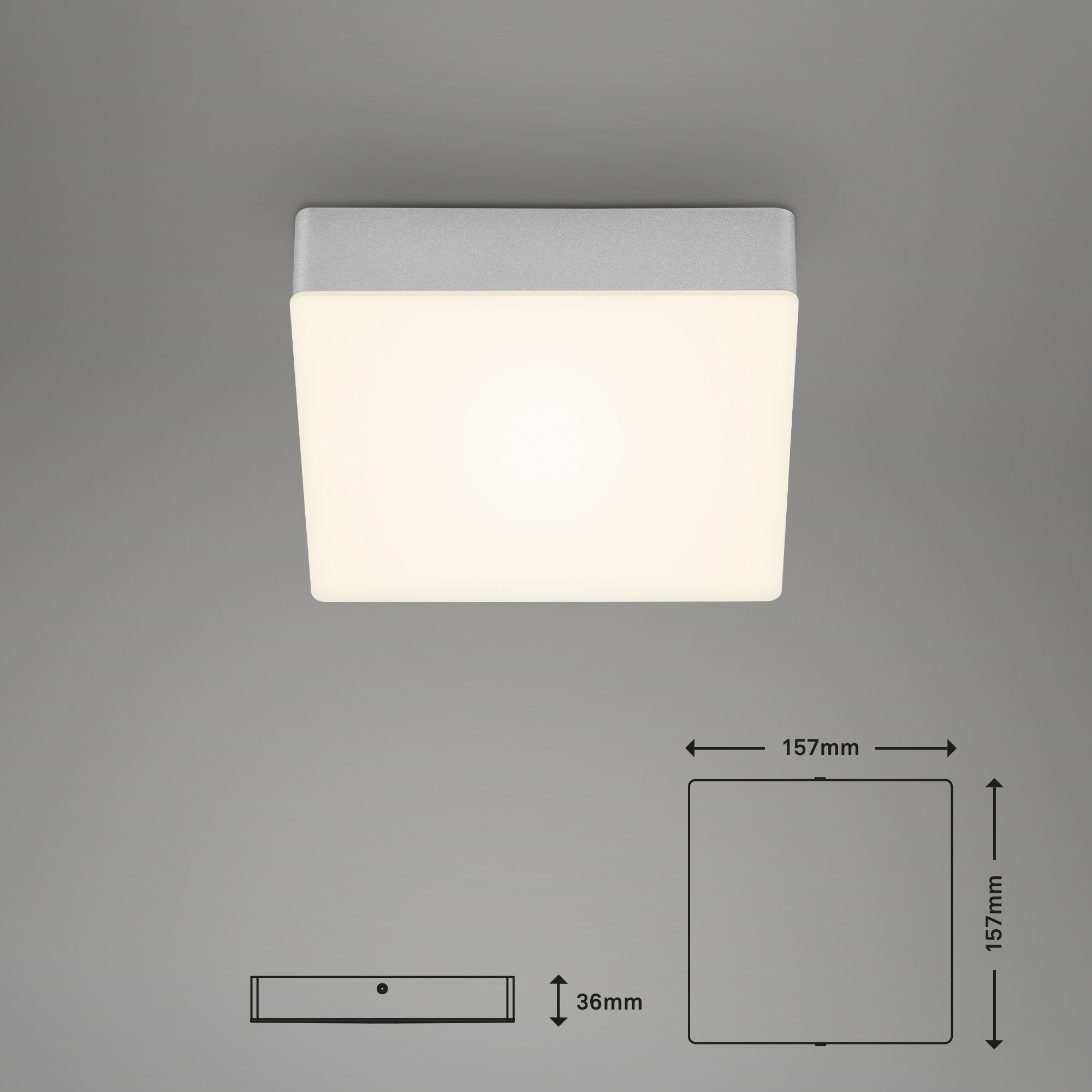 Rahmenlose LED Aufbauleuchte silberfarbig LED-Platine Maßzeichnung