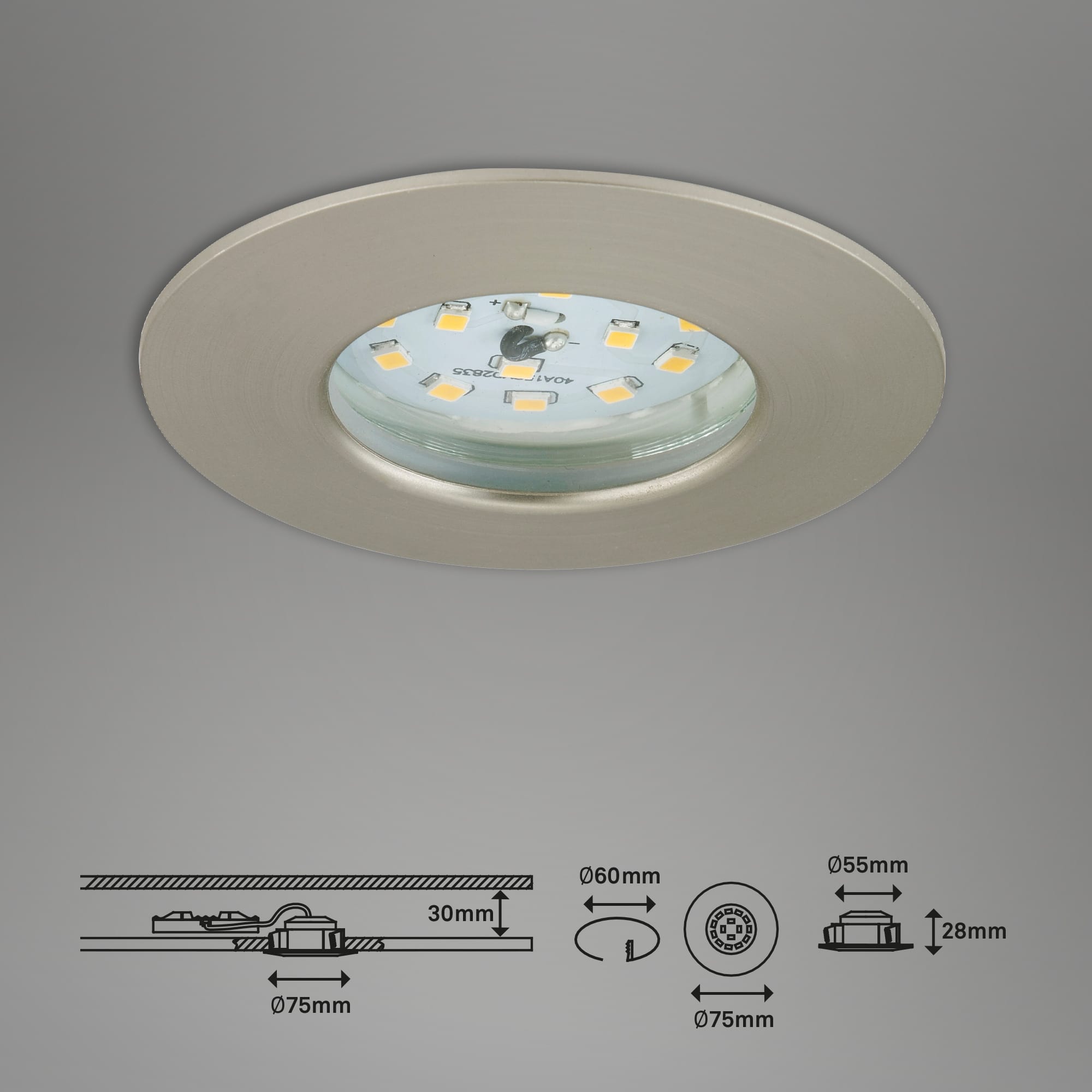 LED Einbauleuchten matt-nickel LED-Modul Maßzeichnung