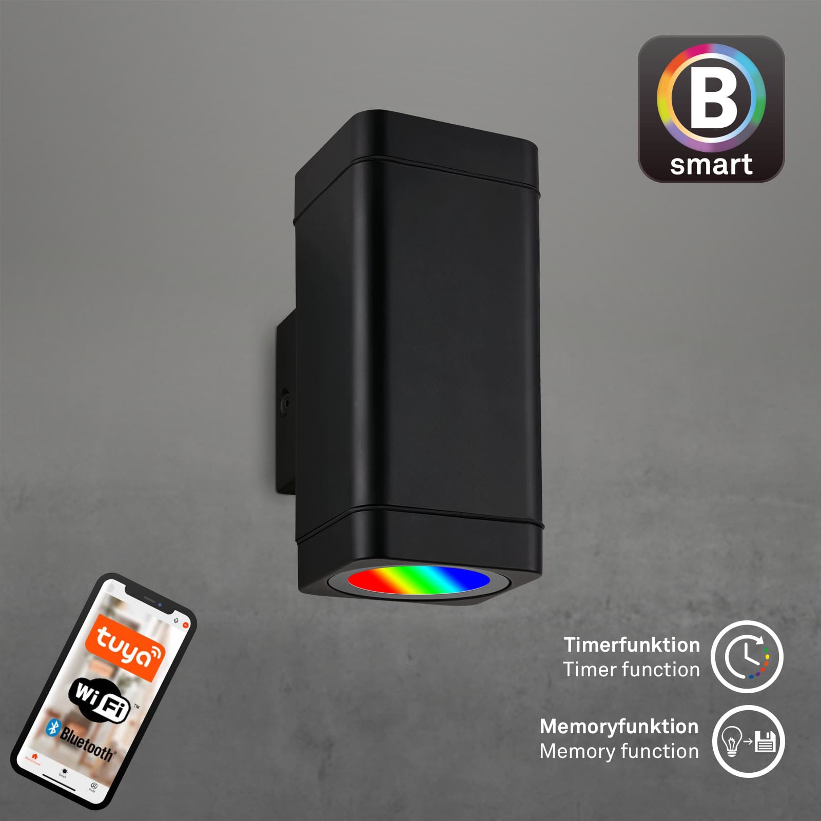 TuyaSmarteWandleuchte-Up&Down schwarz LED Funktion