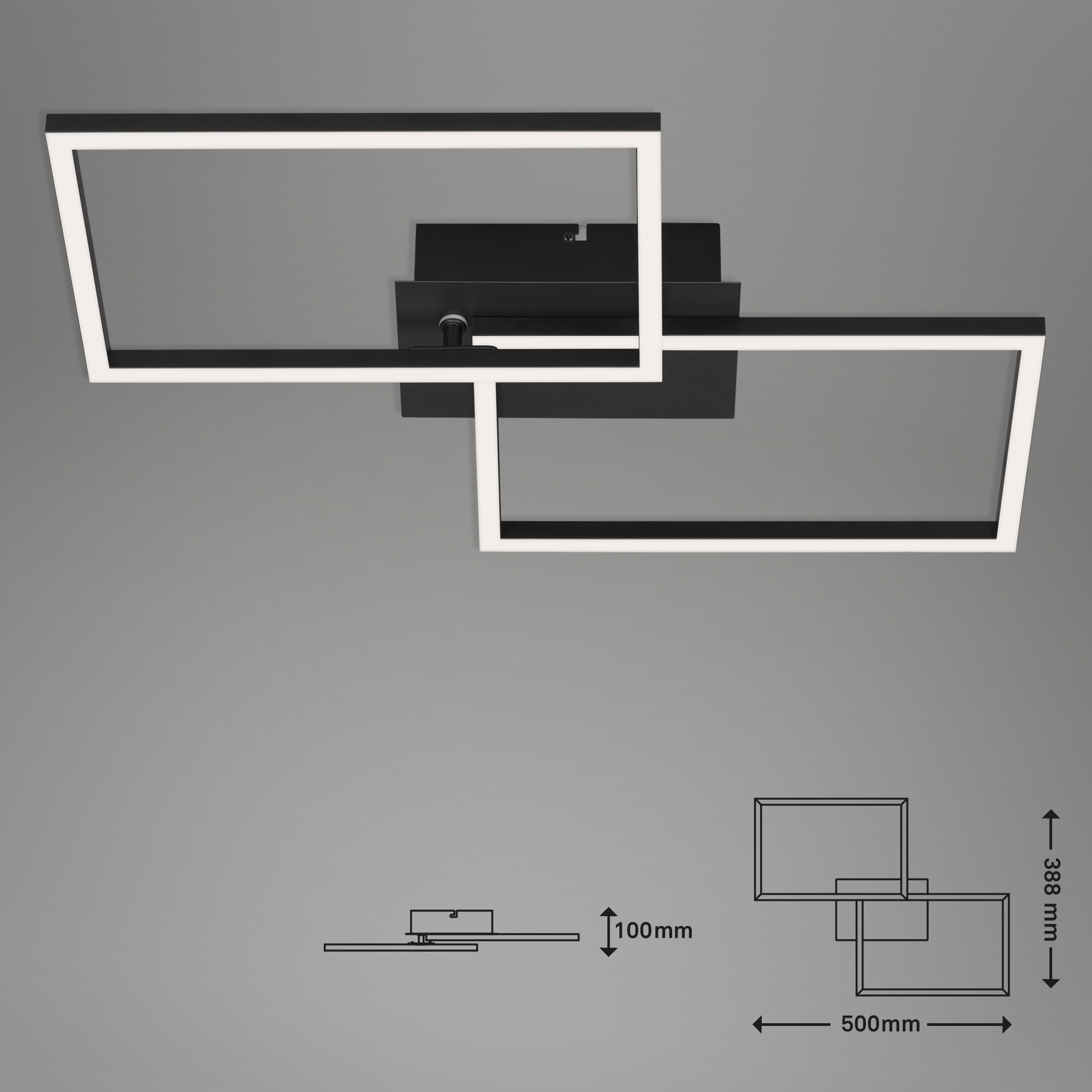 CCT LED Wand- und Deckenleuchte schwarz LED Maßzeichnung