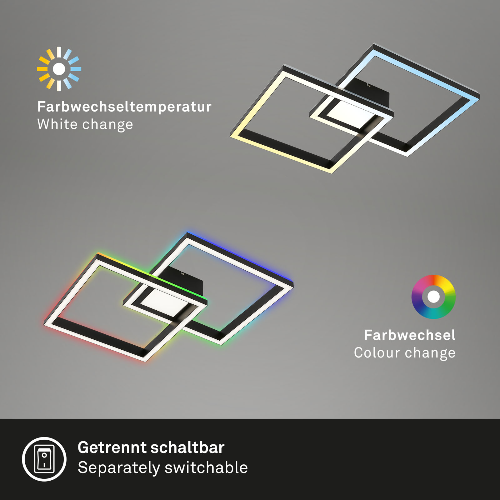 RGB CCT LED Deckenleuchte Schwarz