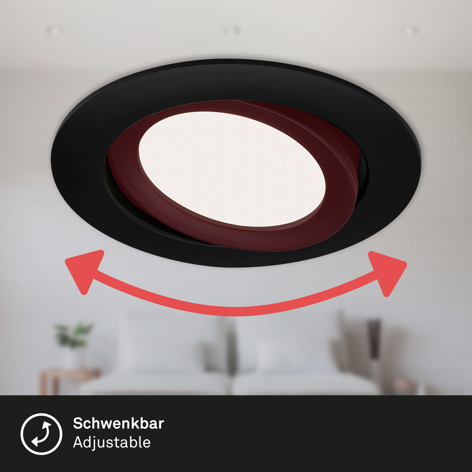 3er Set LED Einbauleuchte Schwarz 