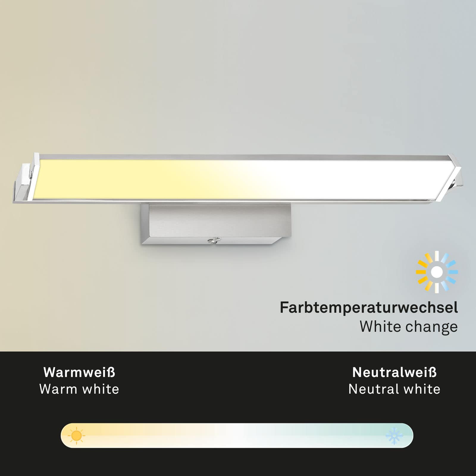 LED Wandleuchte, mit CCT LED matt-nickel-chrom W, dimmbar 52,5 15 Panel, cm