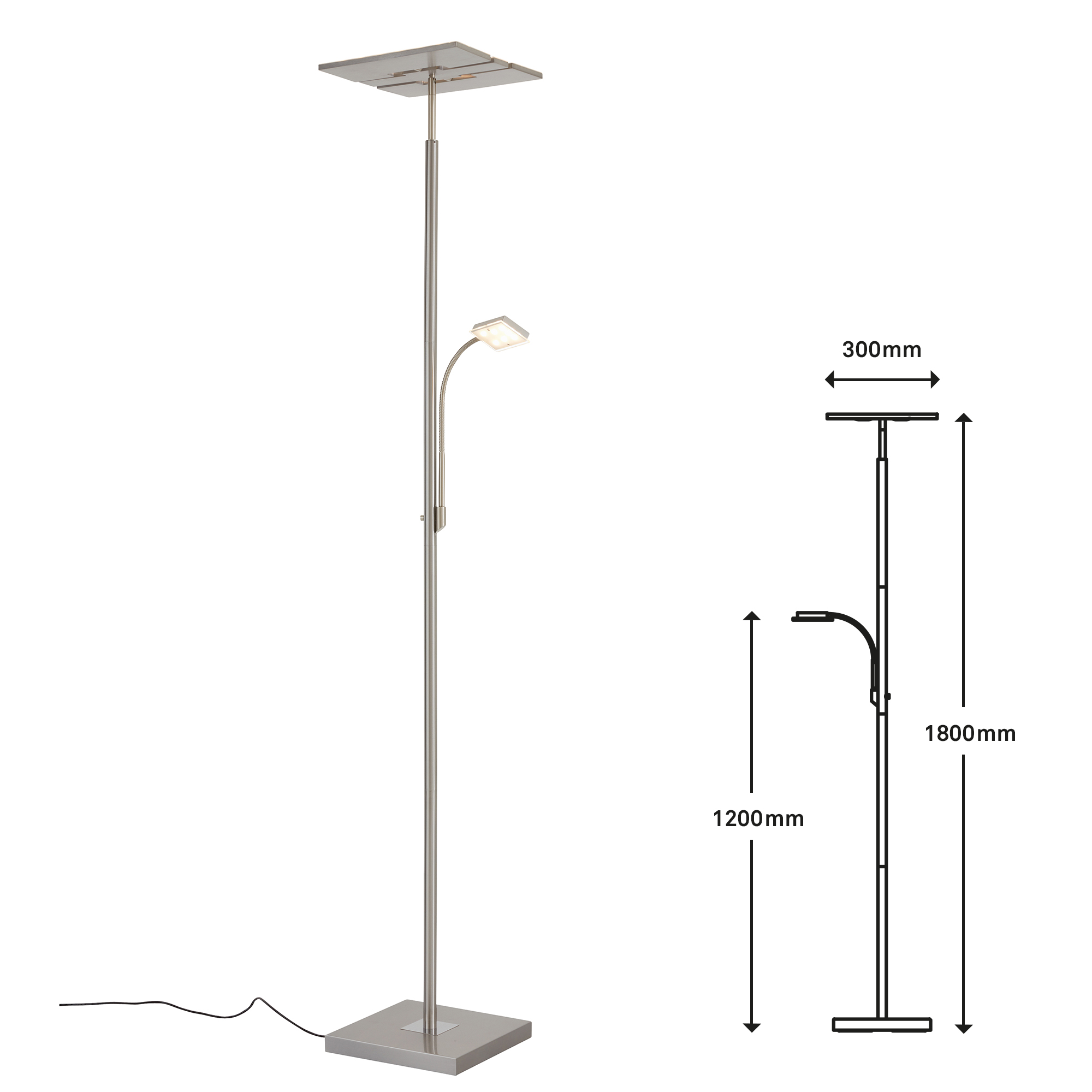 LED Fluter matt-nickel LED LED Maßzeichnung