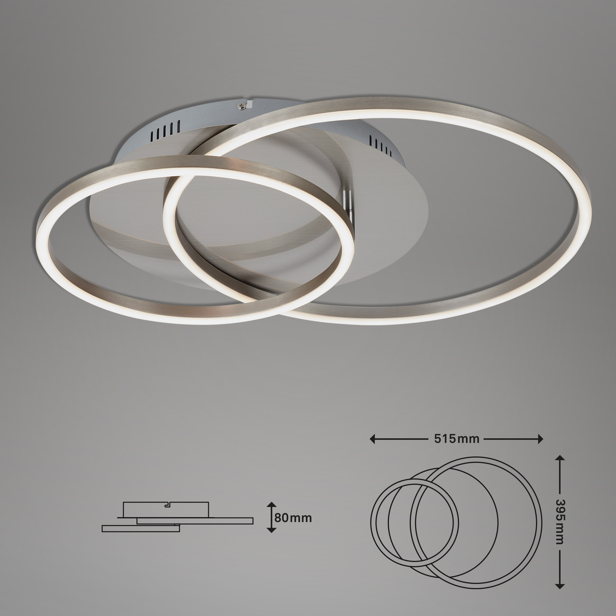 "Frames" LED Deckenleuchte - drehbar chrom-alu LED Maßzeichnung