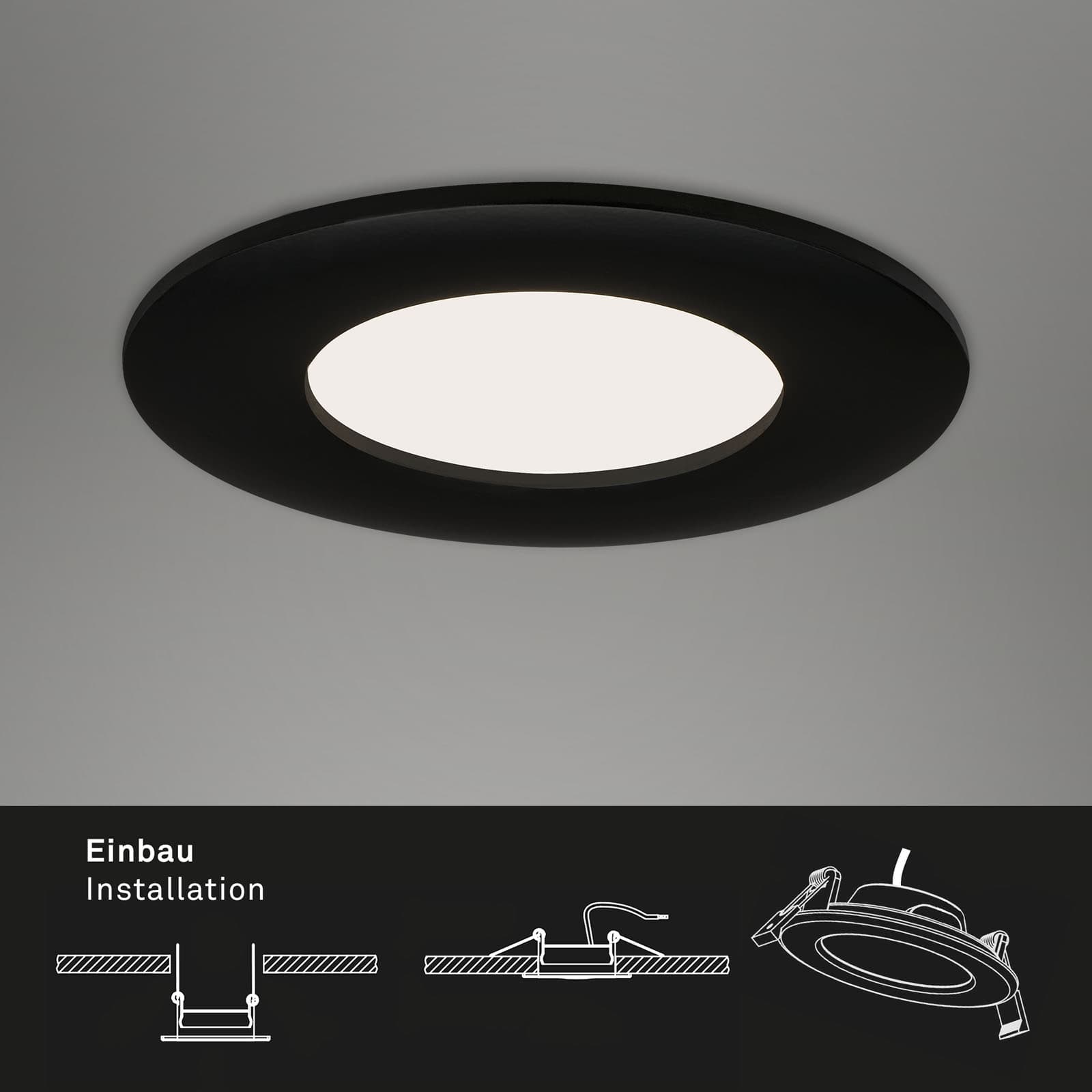 3er Set LED Einbauleuchte Schwarz