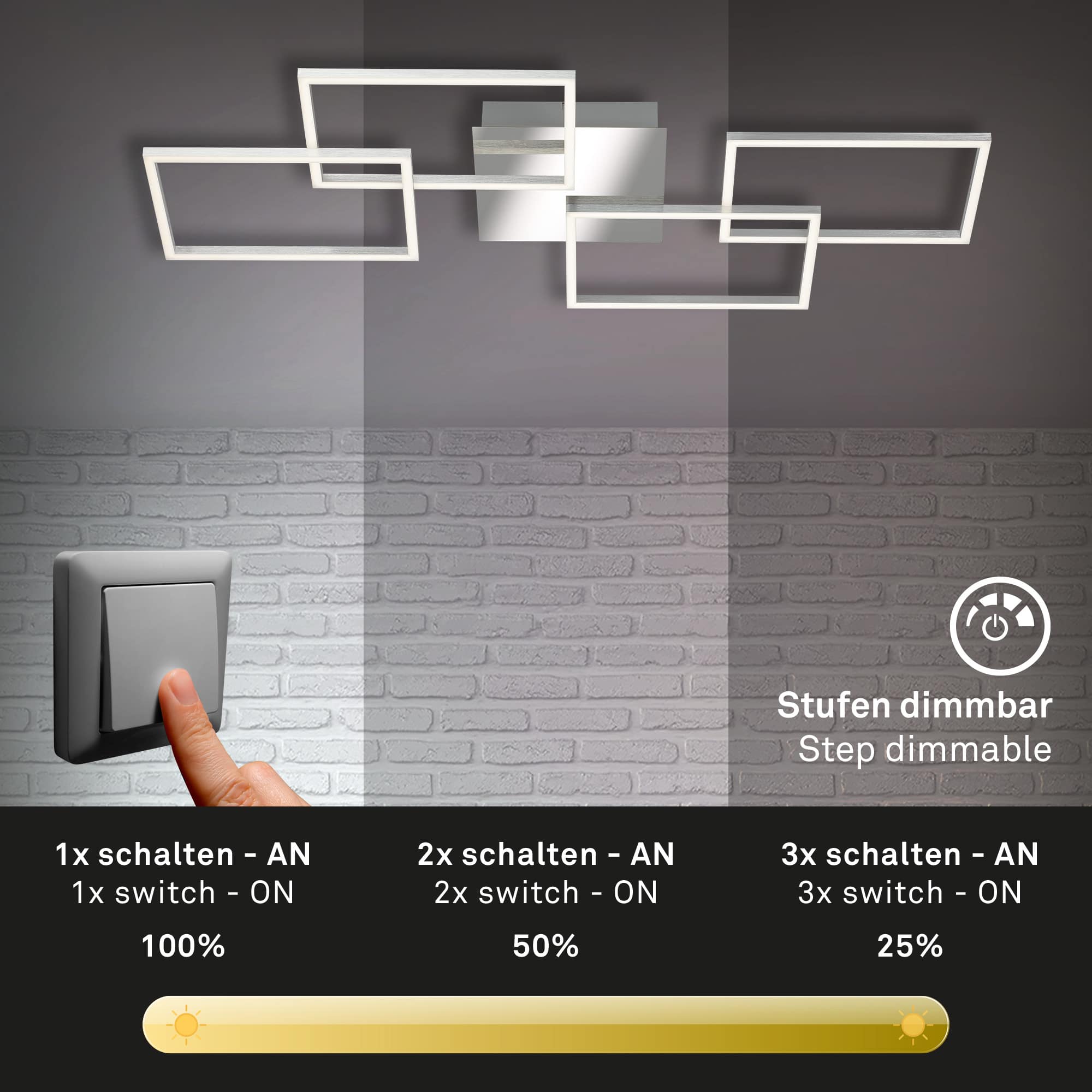 FRAMELED Decken- und Wandleuchte-drehbar chrom-alu LED Funktion