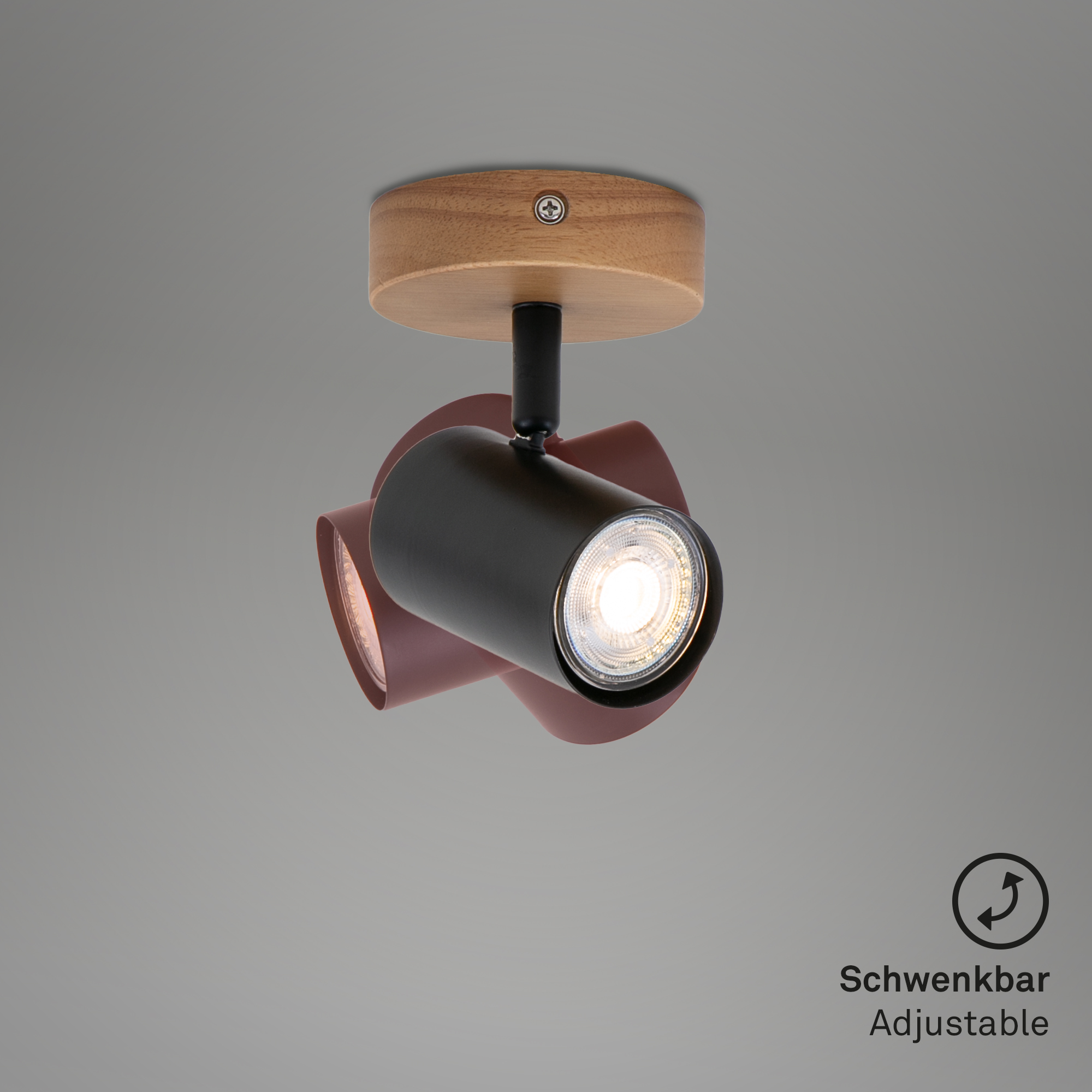 Spot schwarz mit Holz 1xGU10 Funktion