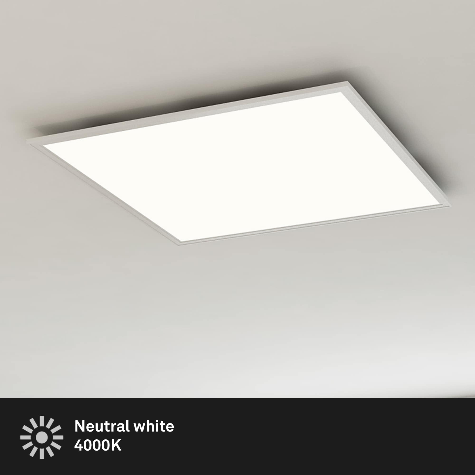 Simple LED Panel, 38W, 4100lm, neutral white light, square form, white